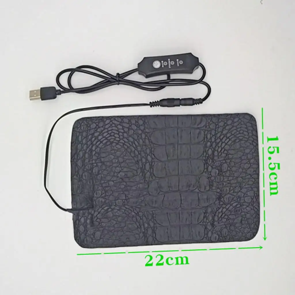 Pet Heating Pad Waterproof 3 Heat Levels Electric Warmer Small Portable USB Warming Mat for Turtle Reptiles Pets 15x22cm