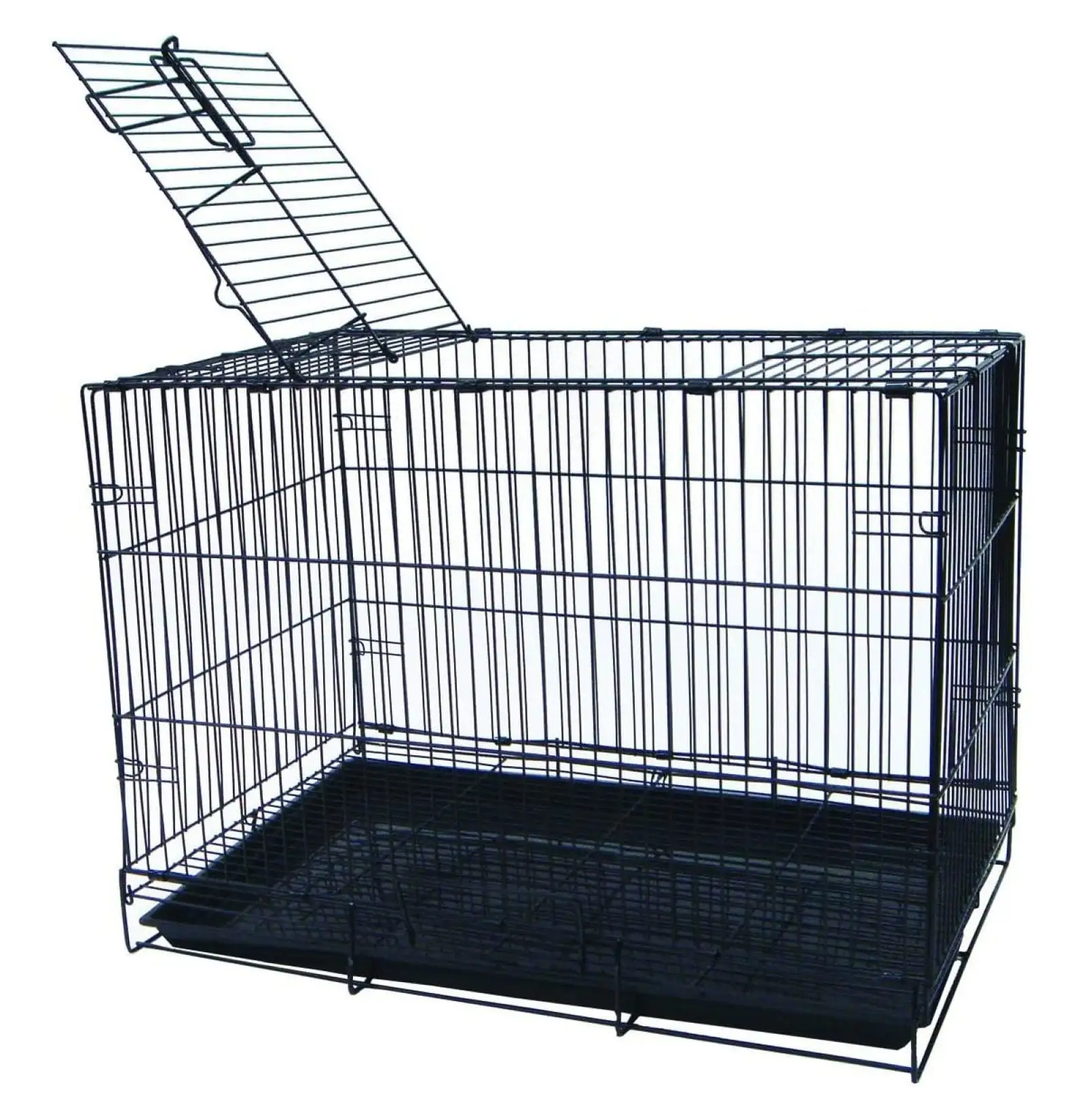 Pet Kennel with Wire Body and Plastic Tray (1 Pack). Small. Black (SA20GBLK)