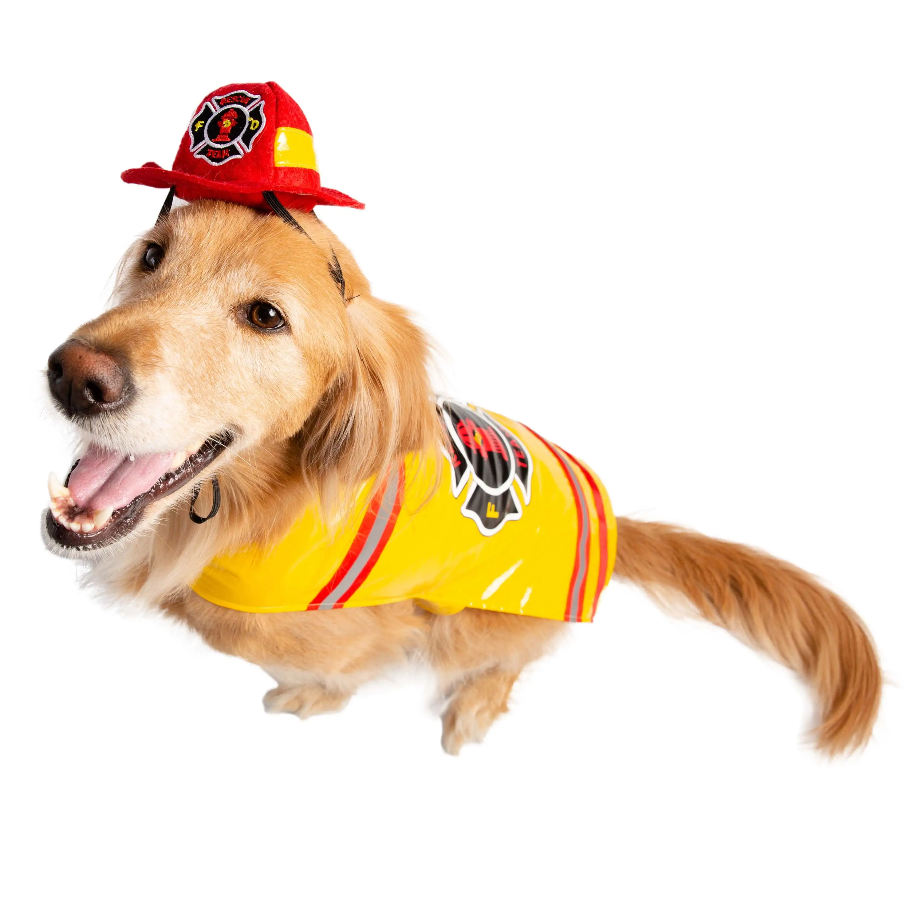 Pet Krewe Dog Firefighter Costume - Funny Halloween Pet Fireman Outfit Costumes for Small. Medium. Large Cats and Dogs. (Large)