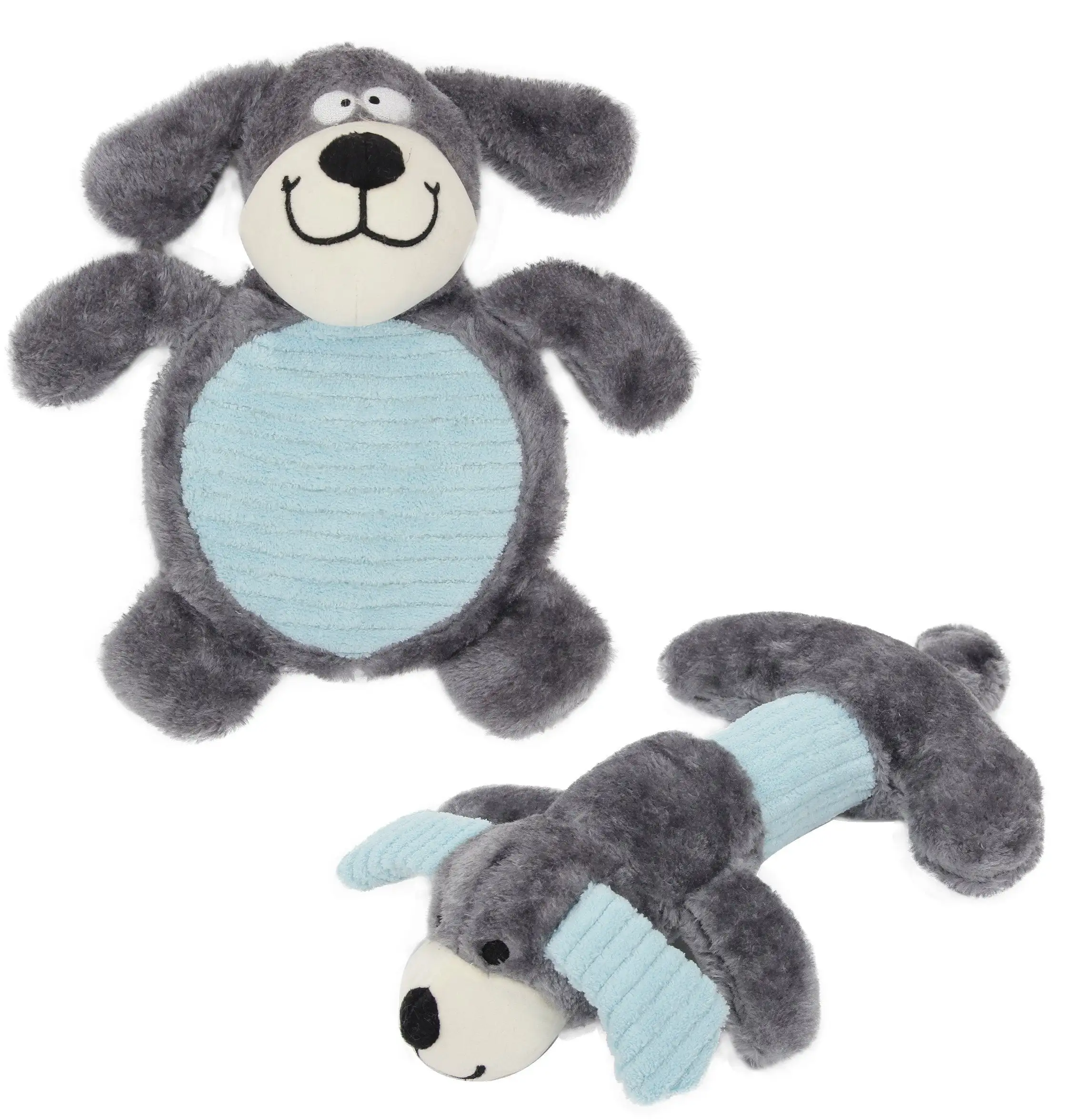 Pet Life ? 2-piece Dual Squeaker and Plush Animal Dog Toy Set