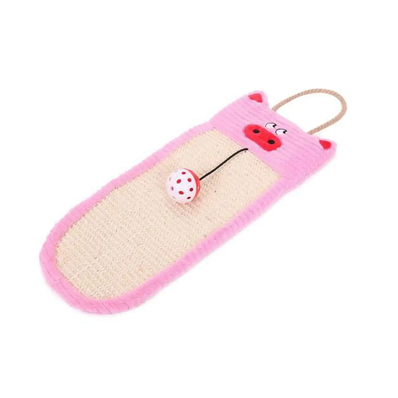 Pet Life CTY3PK Sisal & Jute Hanging Carpet Kitty Cat Scratcher Lounge with Toy. Pink - One Size