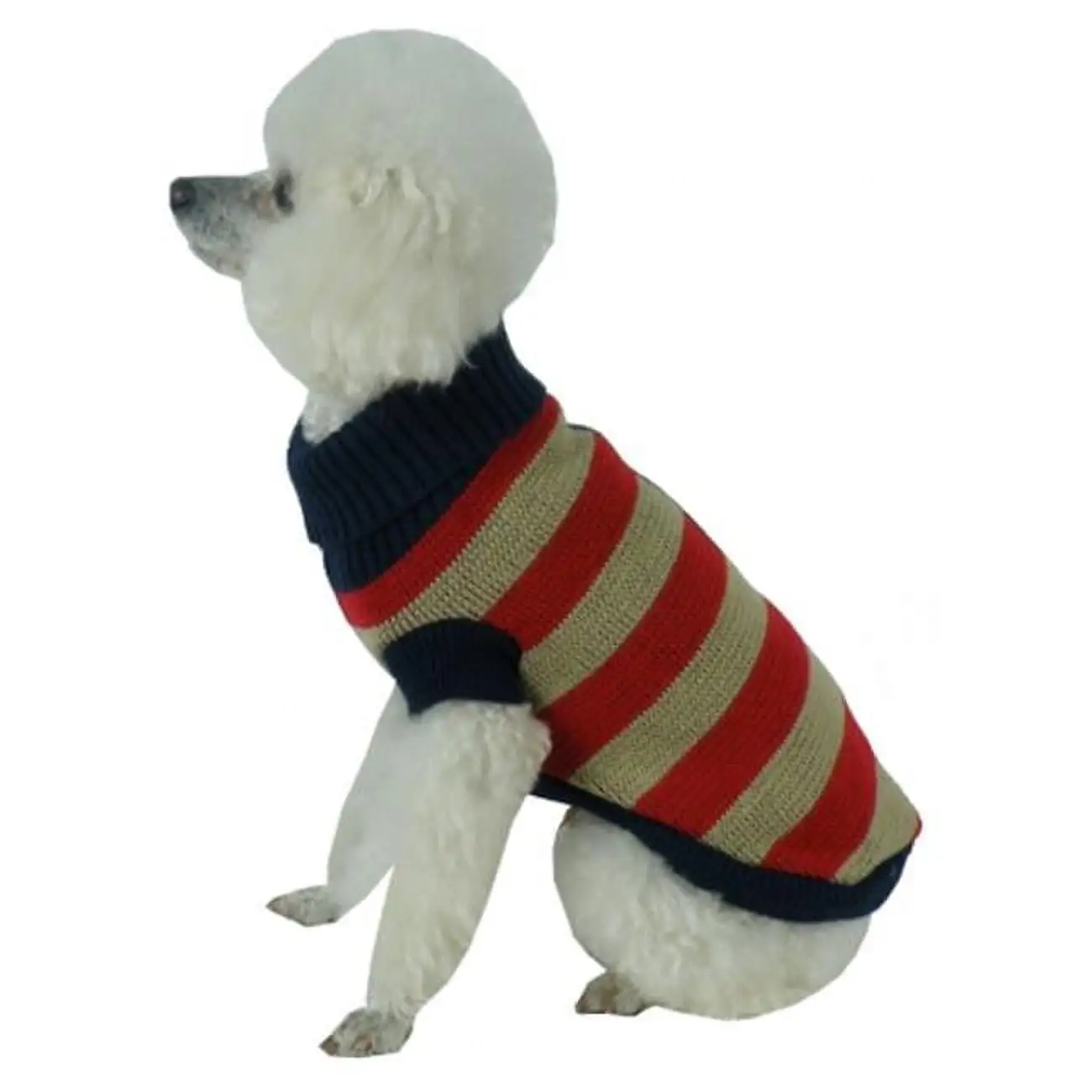 Pet Life ? 'Patriot Independence Star' Heavy Knitted Fashion Ribbed Turtle Neck Dog Sweater