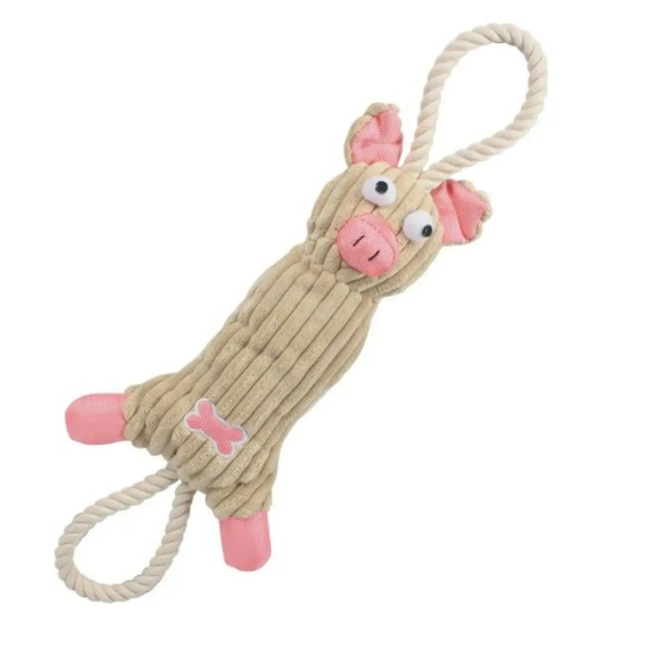 Pet Life ? 'Plush Cow' Natural Jute Rope and Squeak Tugging Plush Dog Toy