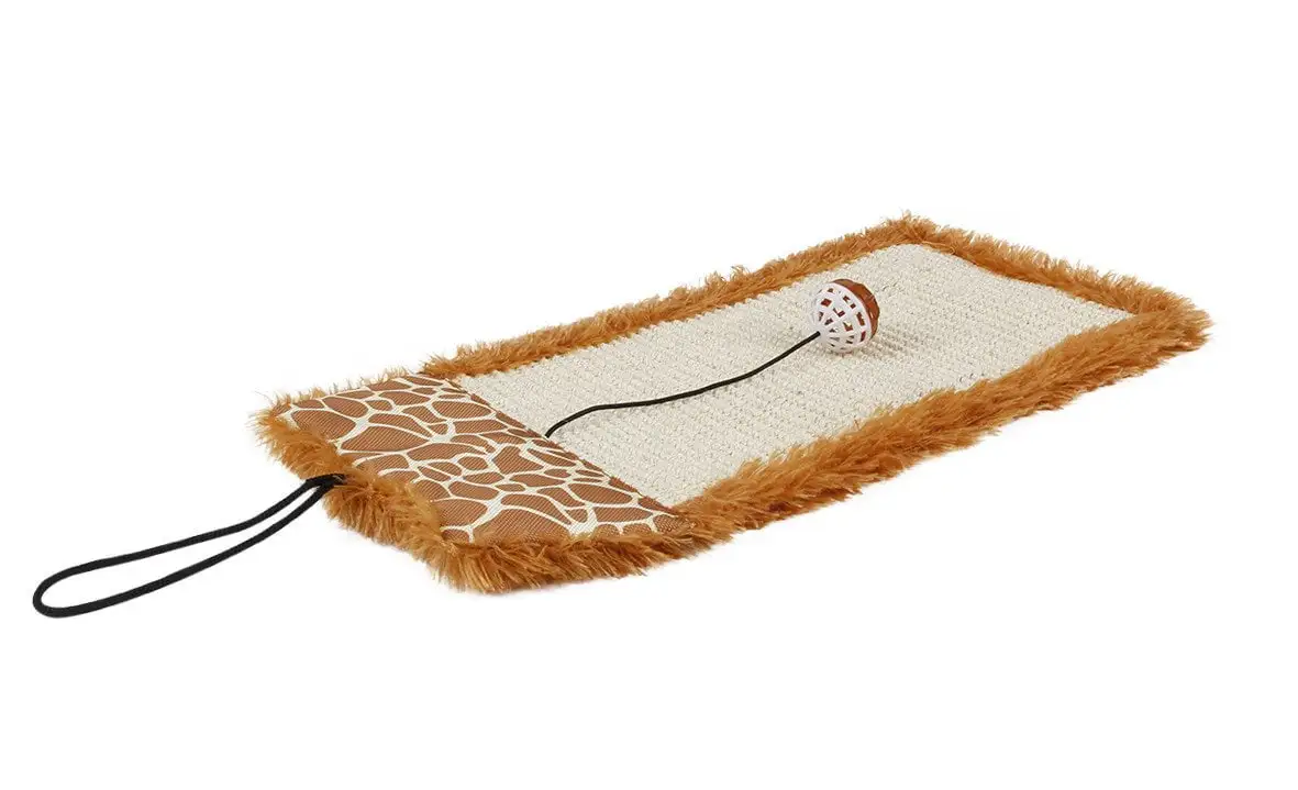 Pet Life Sisal & Jute Hanging Carpet Cat Scratcher with Toy. Brown - One Size