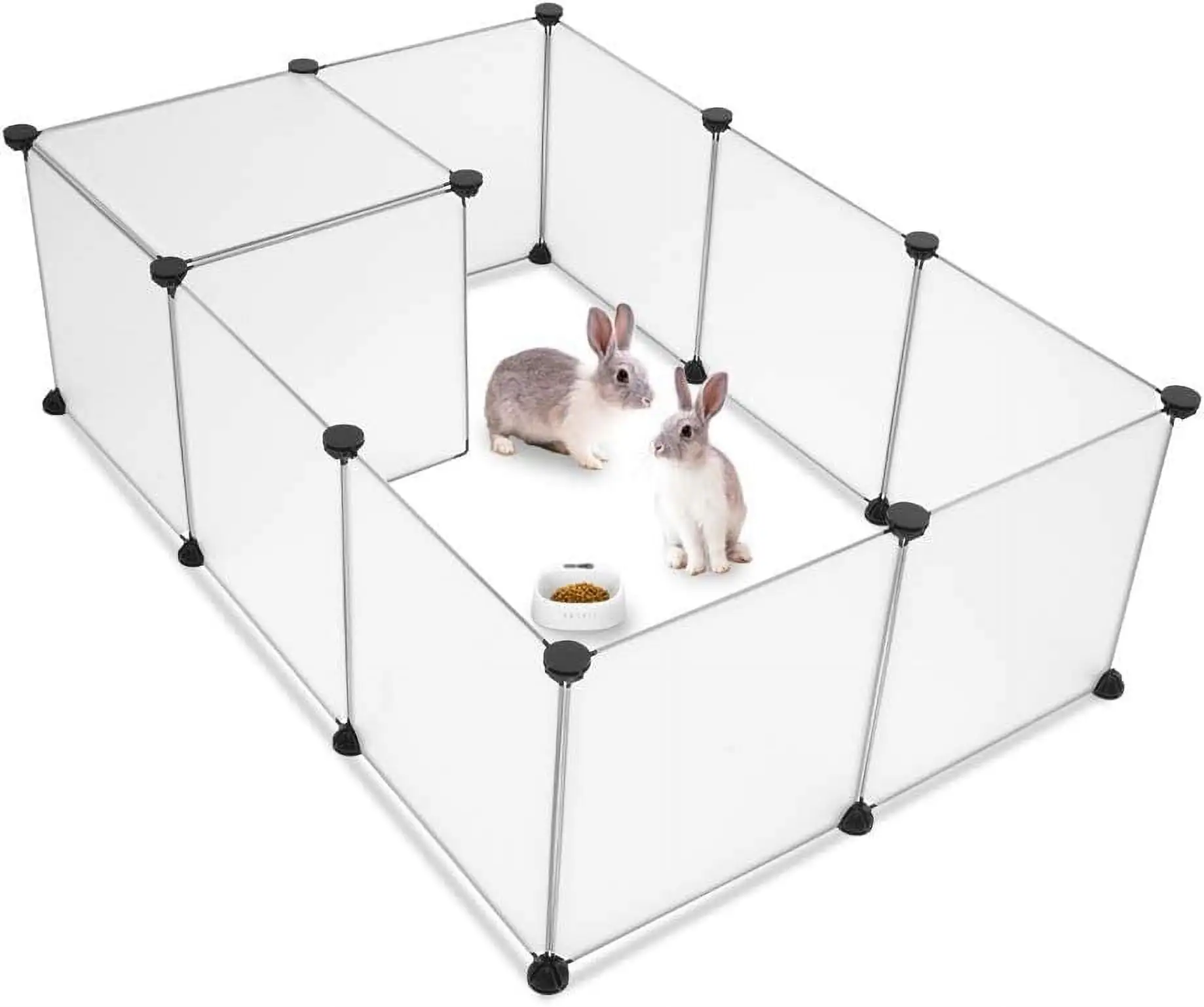 Pet Playpen Portable Small Animals Playpen. Pet Fence Yard Fence for Guinea Pigs. Bunny. Ferrets. Mice. Hamsters. Hedgehogs. Puppies. Turtles. 14 X 14 Inch. Translucent. 12 Panels