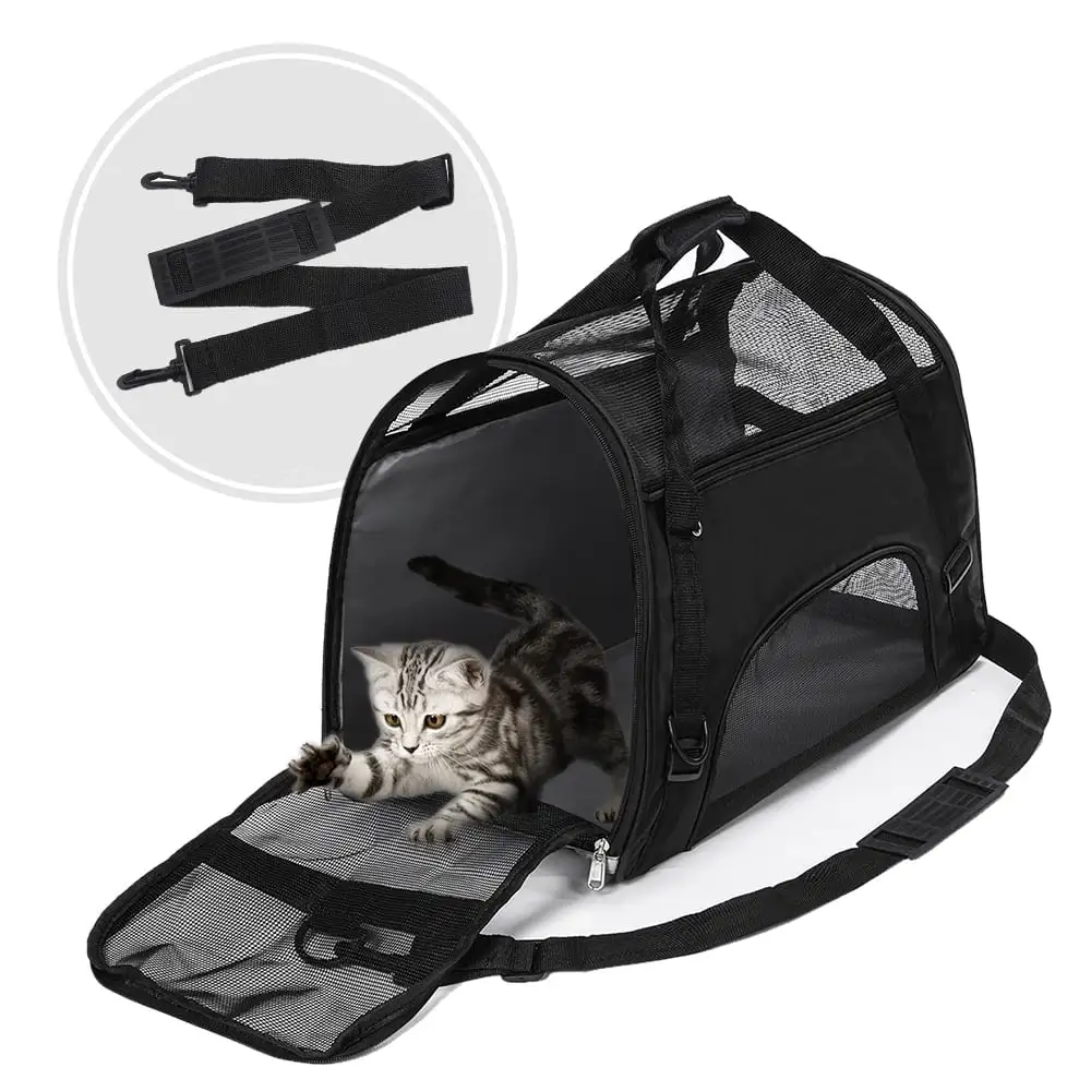 Pet Portable Mesh Breathable Carrier Bags for Small Medium Dogs Cats Handbag Travel Transport Bag Black