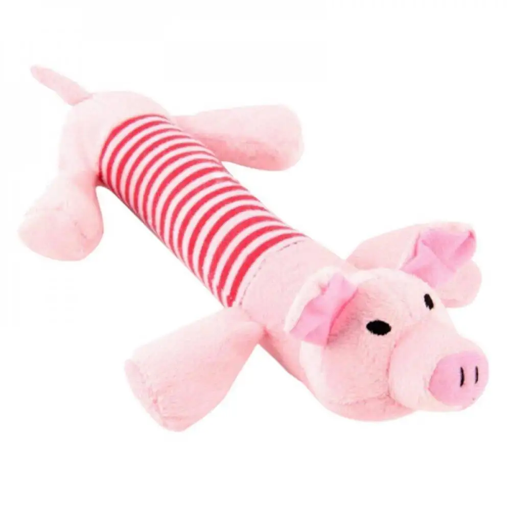 Pet Removal Boredom Stripes Animals Shapes Squeaky Plush Chew Toys for Small Medium Large Dogs