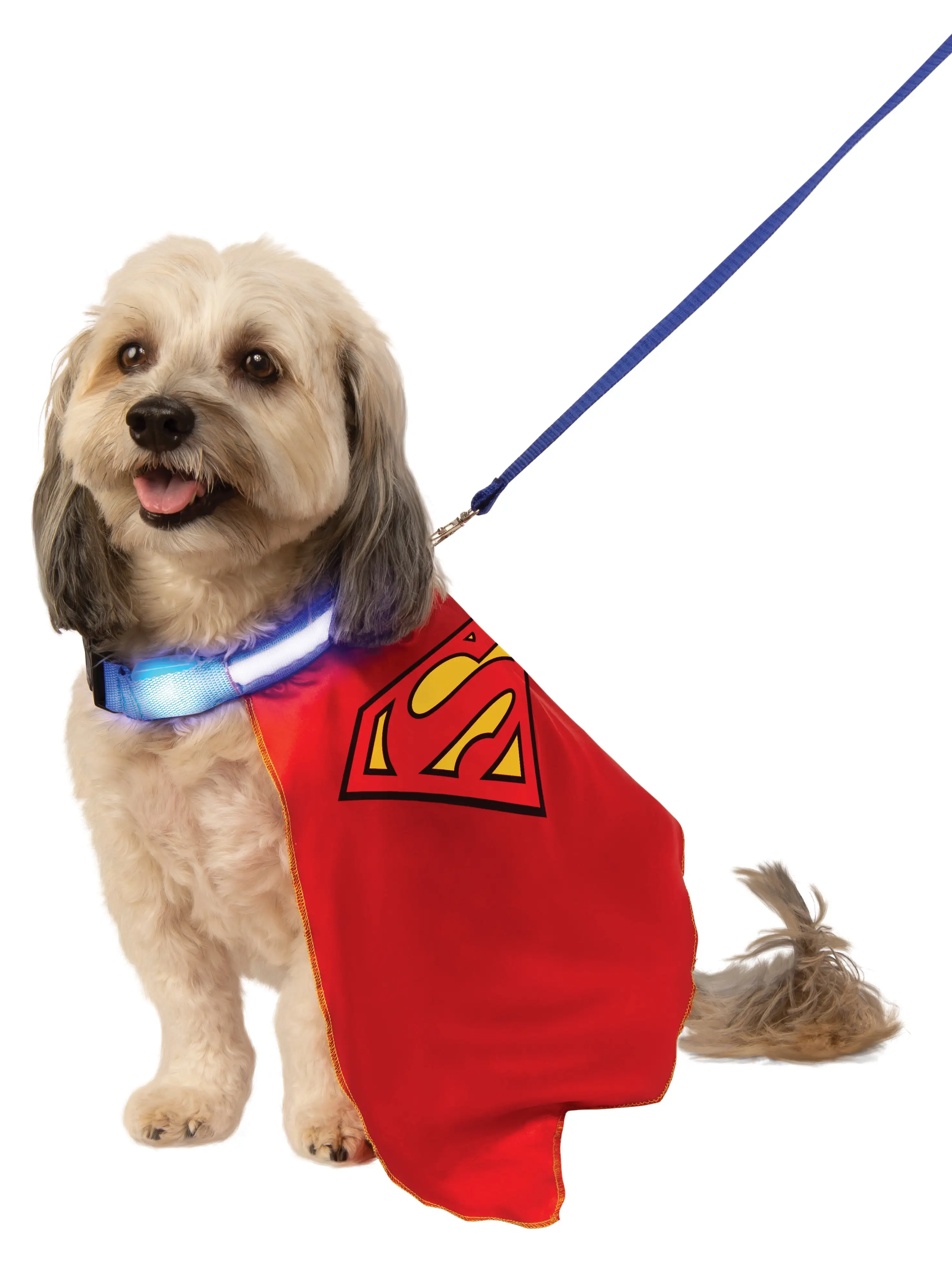 Pet Superman Pet Cape with Light up Collar and Leash Pet Costume