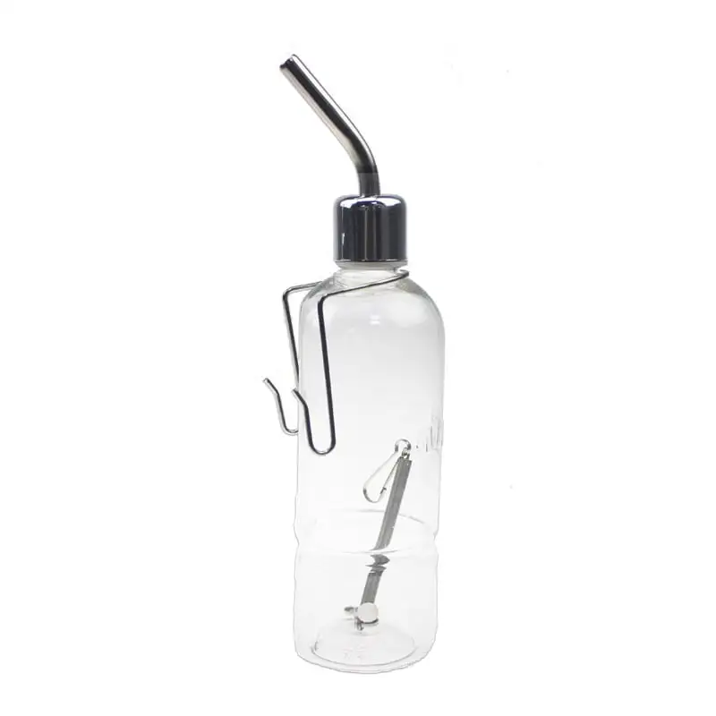 Pet Transparent Water Bottle Drinking Hanging Fountain with Stainless Steel Faucet