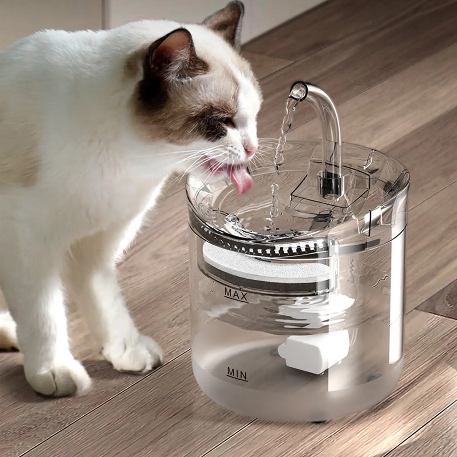 Pet Water Fountain 2L. Super Quiet Automatic Pet Drinking Fountain 2 Water Flow Modes for Cats. Dogs. Multiple Pets