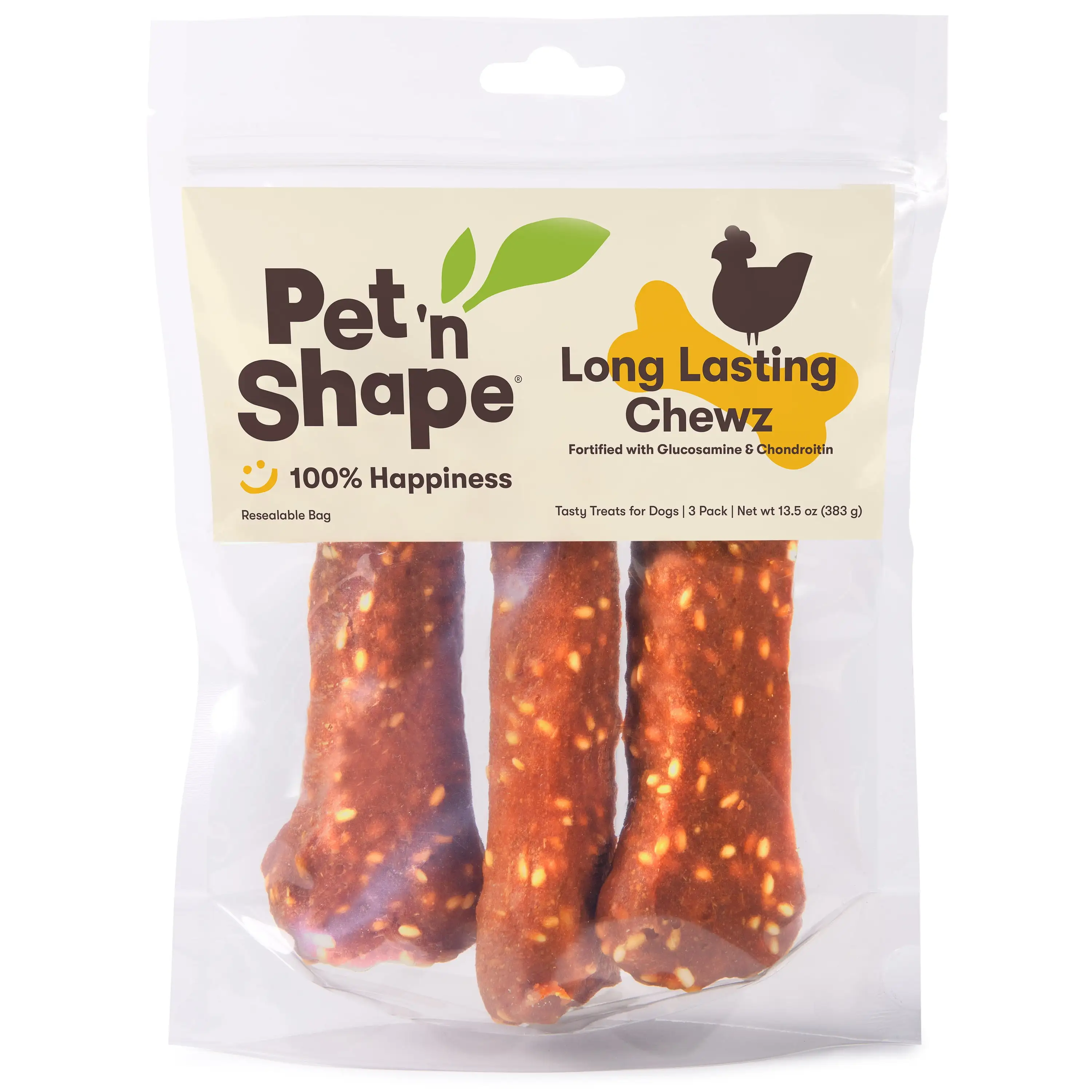 Pet 'n Shape All Natural Long Lasting Chewz Compressed Rawhide Wrapped with Chicken and Rice Dog Treat (Various Sizes & Shapes) ?? Healthy Dog Treats