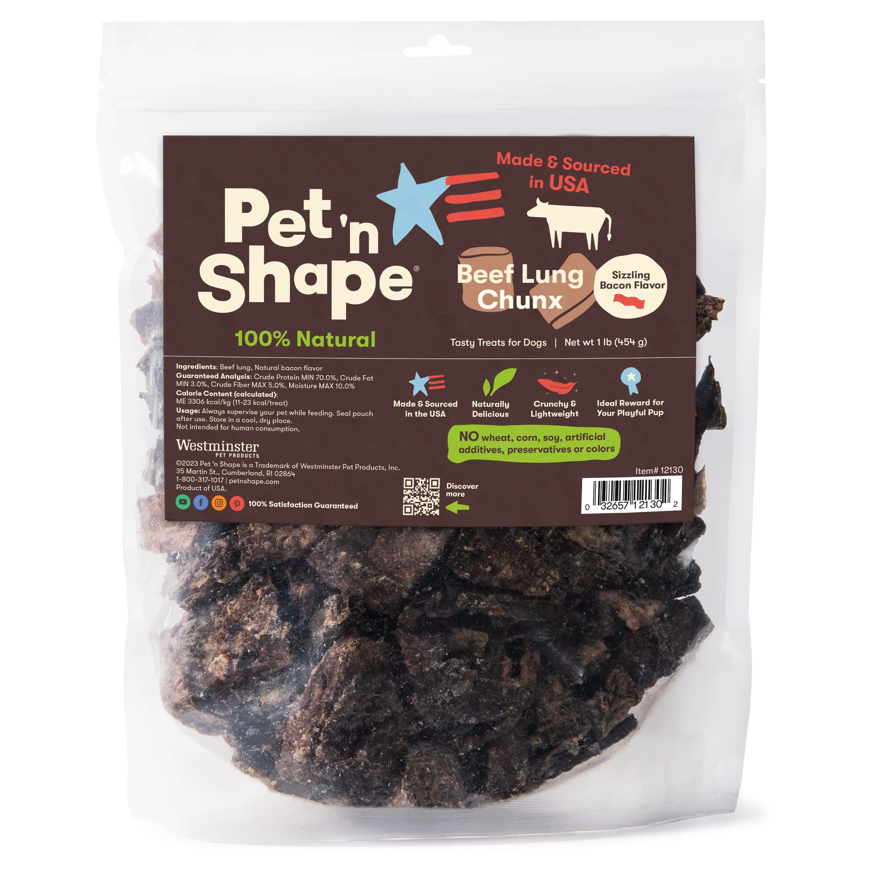 Pet 'n Shape Beef Lung Chunx Dog Treats - Made and Sourced in the - 16 Ounce ?? Healthy Dog Treats