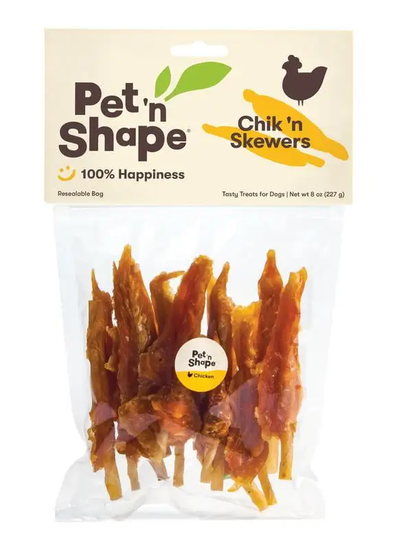 Pet 'n Shape Chik 'n Skewers ?C Chicken Wrapped Rawhide Chew Dog Treats - 8 Ounce ?? Healthy Dog Treats