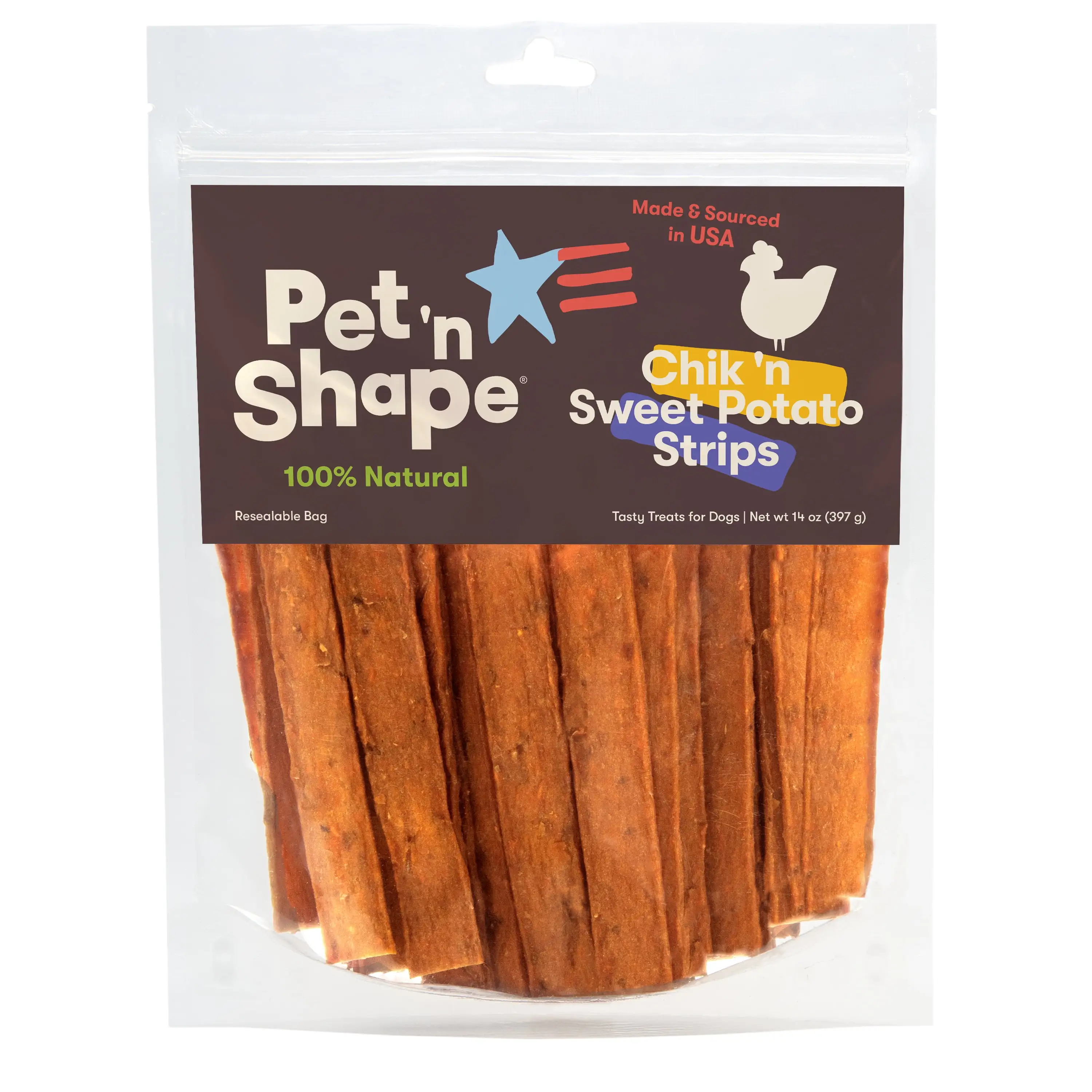 Pet 'n Shape Chik 'n Sweet Potato Strips Dog Treats?C Made and Sourced in the - 14 Ounce