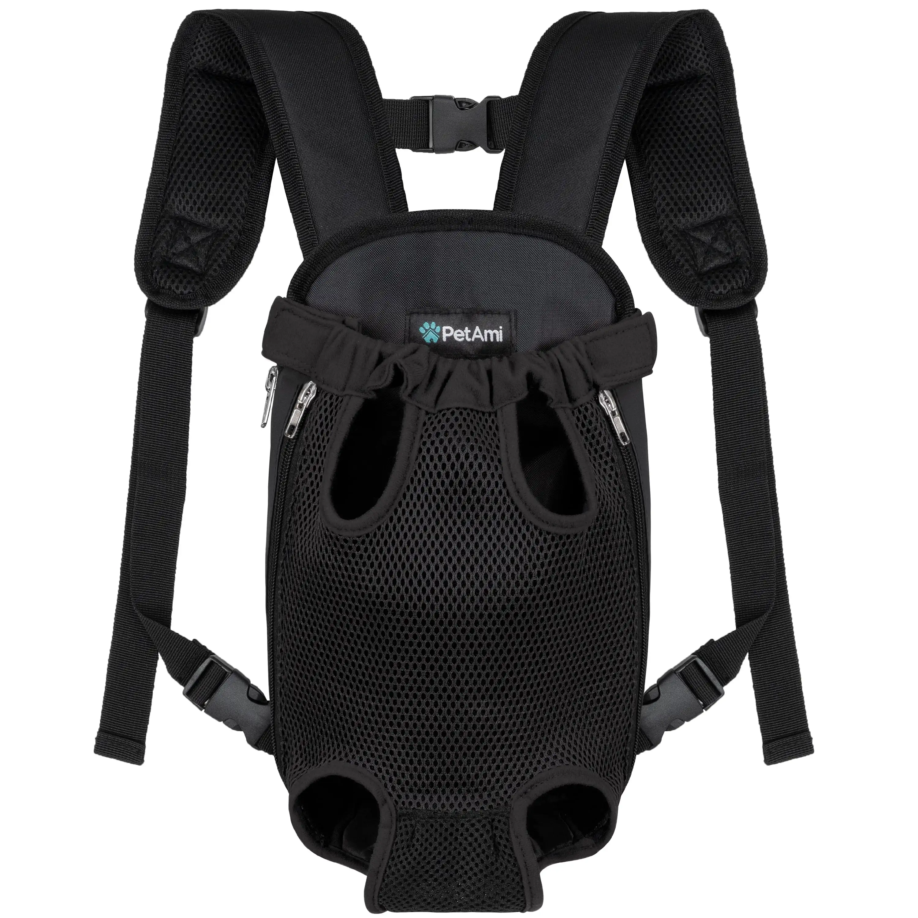 PetAmi Dog Carrier Backpack. Adjustable Dog Pet Cat Front Carrier Backpack | Ventilated Dog Chest Carrier for Hiking Camping Travel. Sling Bag for Small Medium Dog Cat Puppies. Small. 5-9 lbs. Black