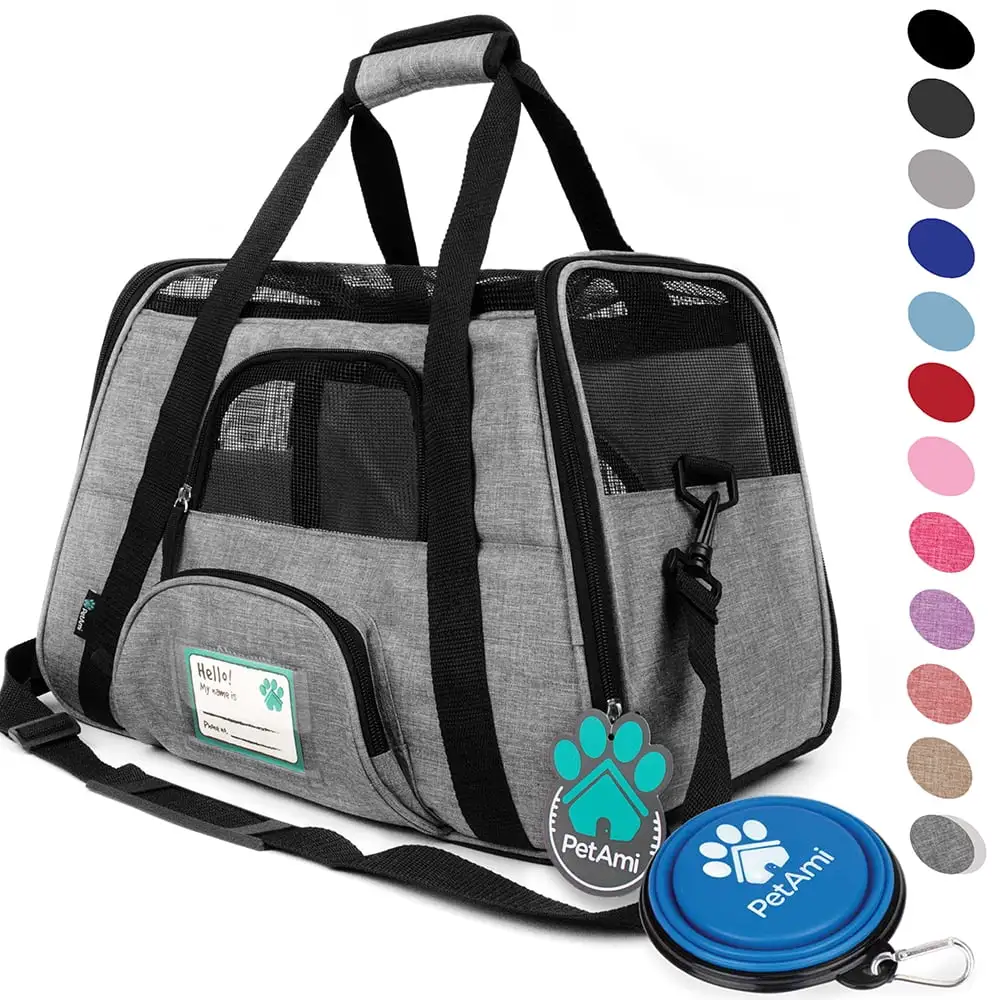 PetAmi Premium Airline Approved Soft Sided Pet Carrier. Heather Gray