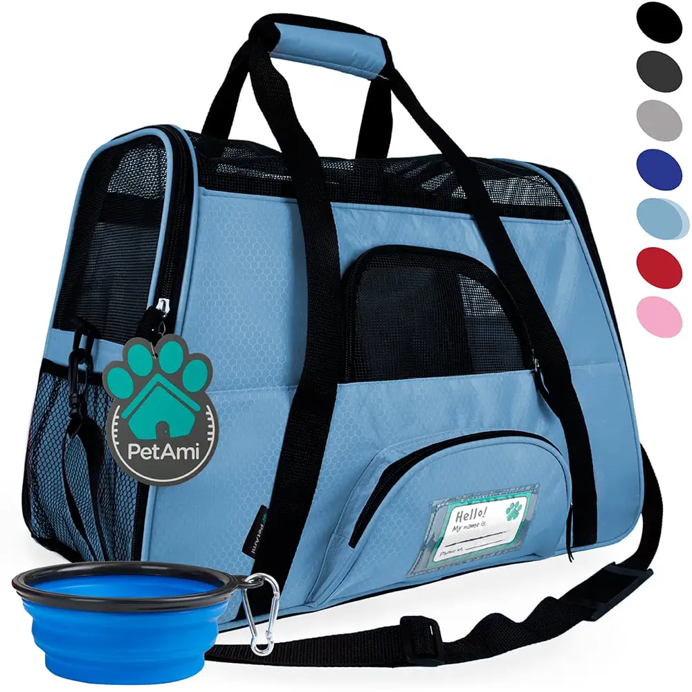 PetAmi Premium Airline Approved Soft Sided Pet Carrier. Small. Light Blue