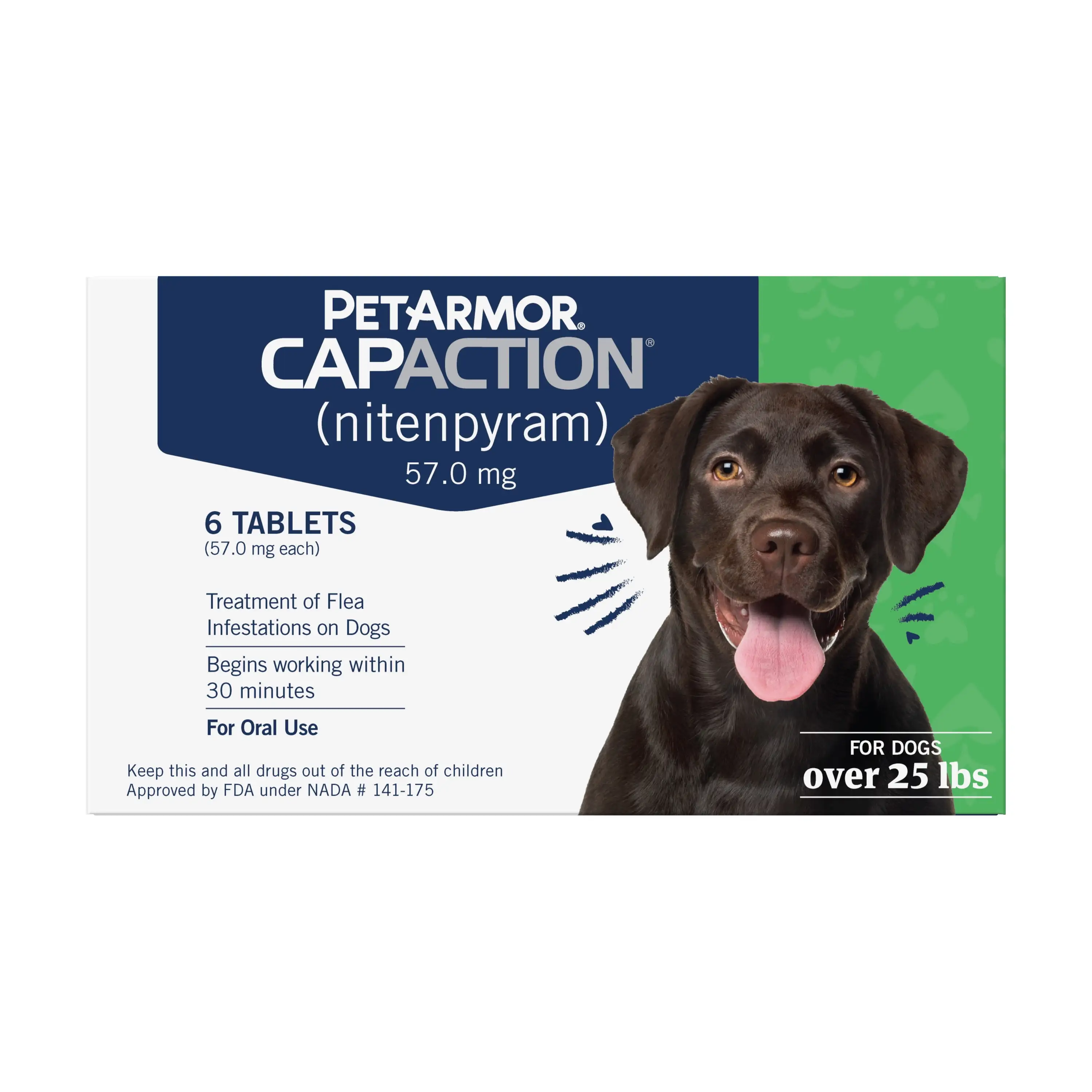 PetArmor CapAction Fast-Acting Oral Flea Treatment for Medium and Large Dogs 25.1-125 lbs. 6 Doses. 57 mg