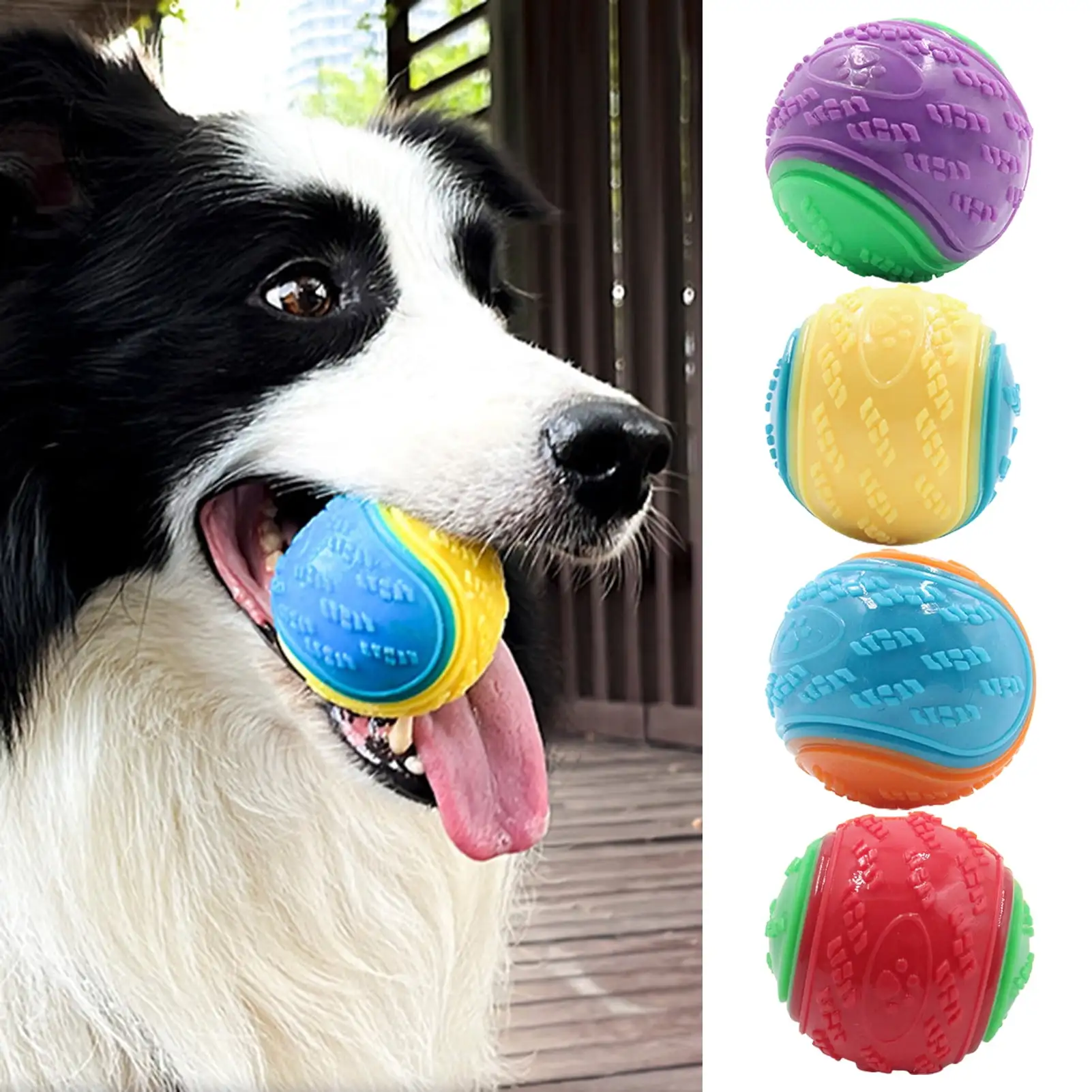 PetClub Dog Squeak Ball Chew & Fetch Toys Rubber Bouncy Teeth Cleaning Play Exercise Training Interactive Dog Toy