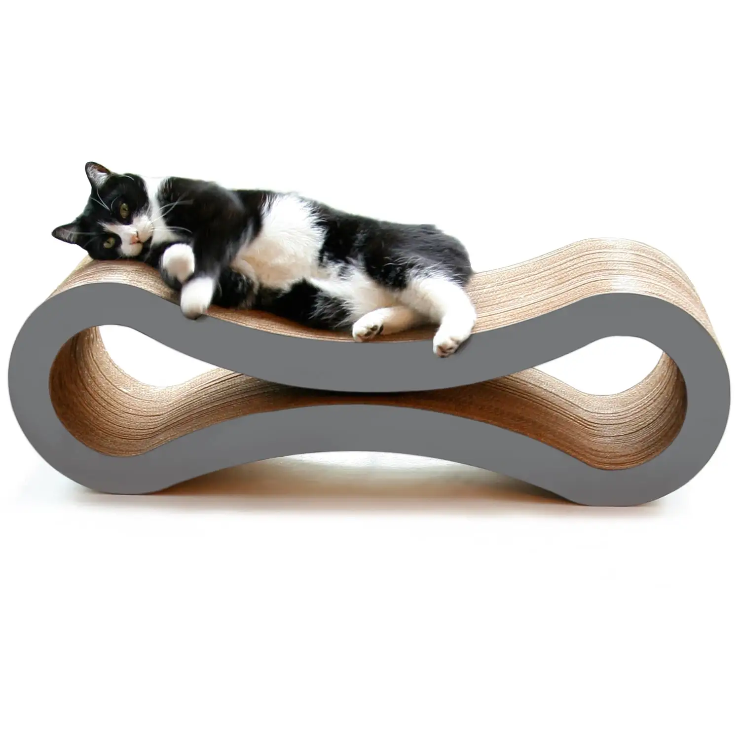 PetFusion Ultimate Cat Scratcher Lounge & Bed. Reversible Infinity. Durable & Long Lasting. Grey