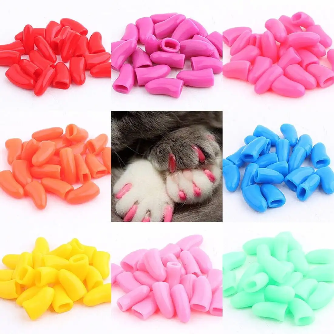 PetHome 20Pcs Pet Cat Paw Claw Control Nail Caps Covers Protector