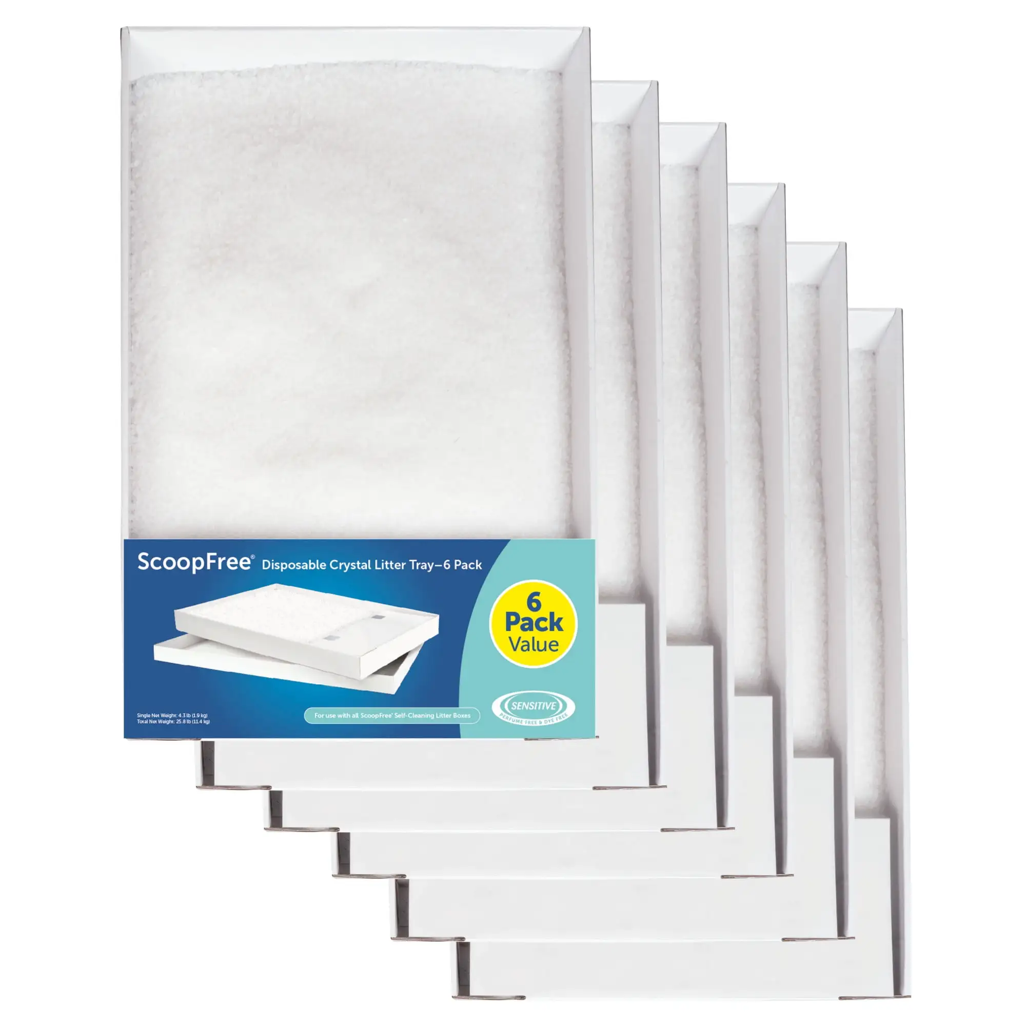 PetSafe ScoopFree Crystal Disposable Cat Litter Trays. Fragrance-Free. Silica Crystals. 6-Pack