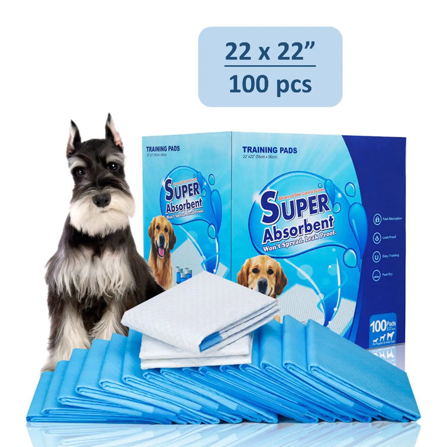 Petfamily Dog Training Pads. Puppy Pads. Super Absorbent. 22 in x 22 in. 100 Count