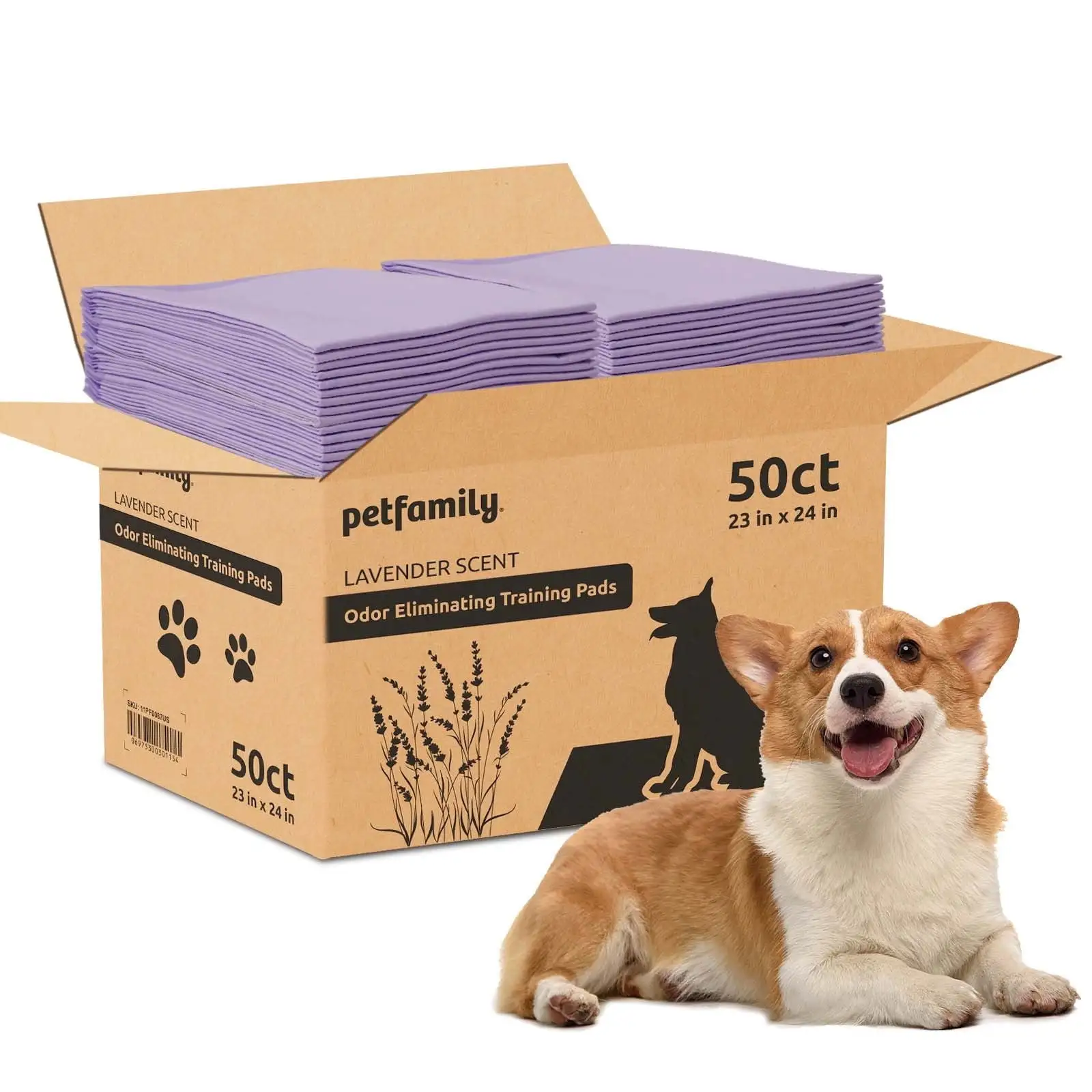 Petfamily Dog Training Pads. Puppy Pads. Super Absorbent. Lavender Scent. 23 in x 24 in. 50 Count