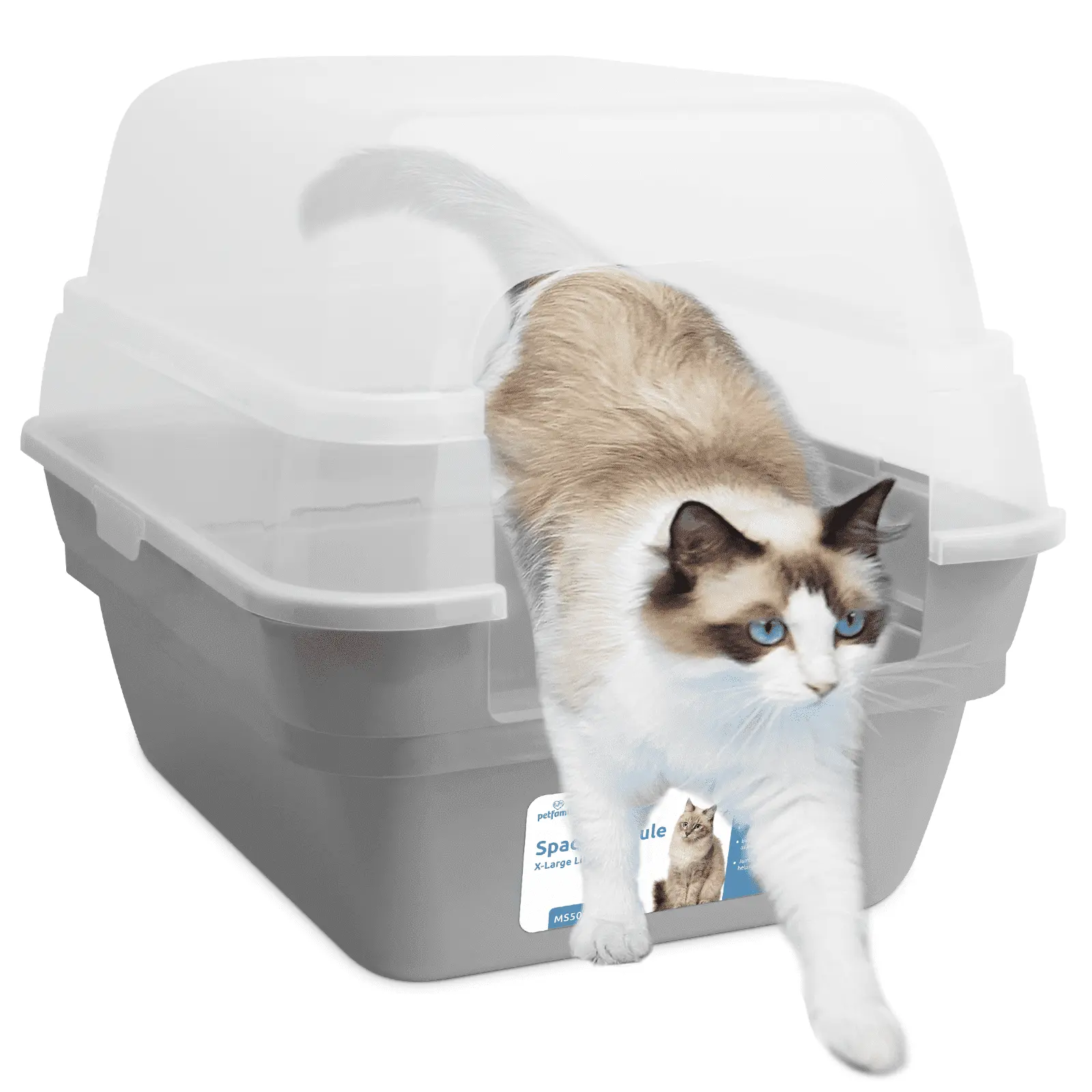 Petfamily Extra Large Cat Litter Box. Color Grey. Jumbo Hooded. 21.60 x 17.80 x 17.30 in