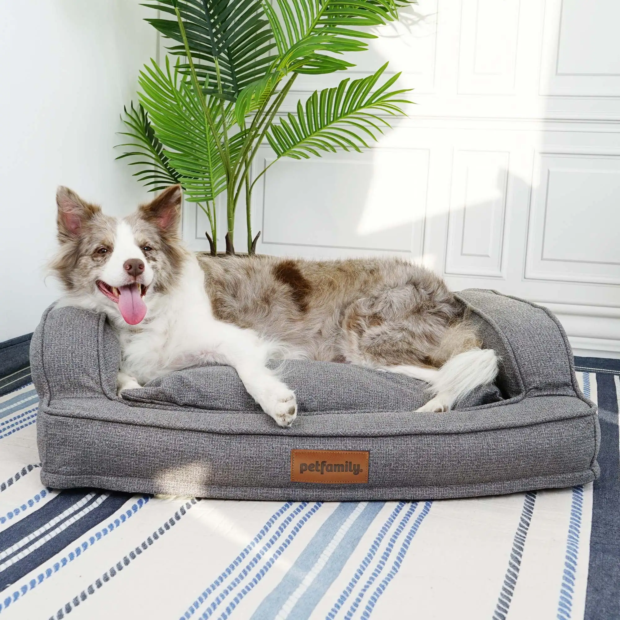 Petfamily Luxe Mattress Edition Sofa-Style Dog Bed. Grey. Large. 34x24x8.6