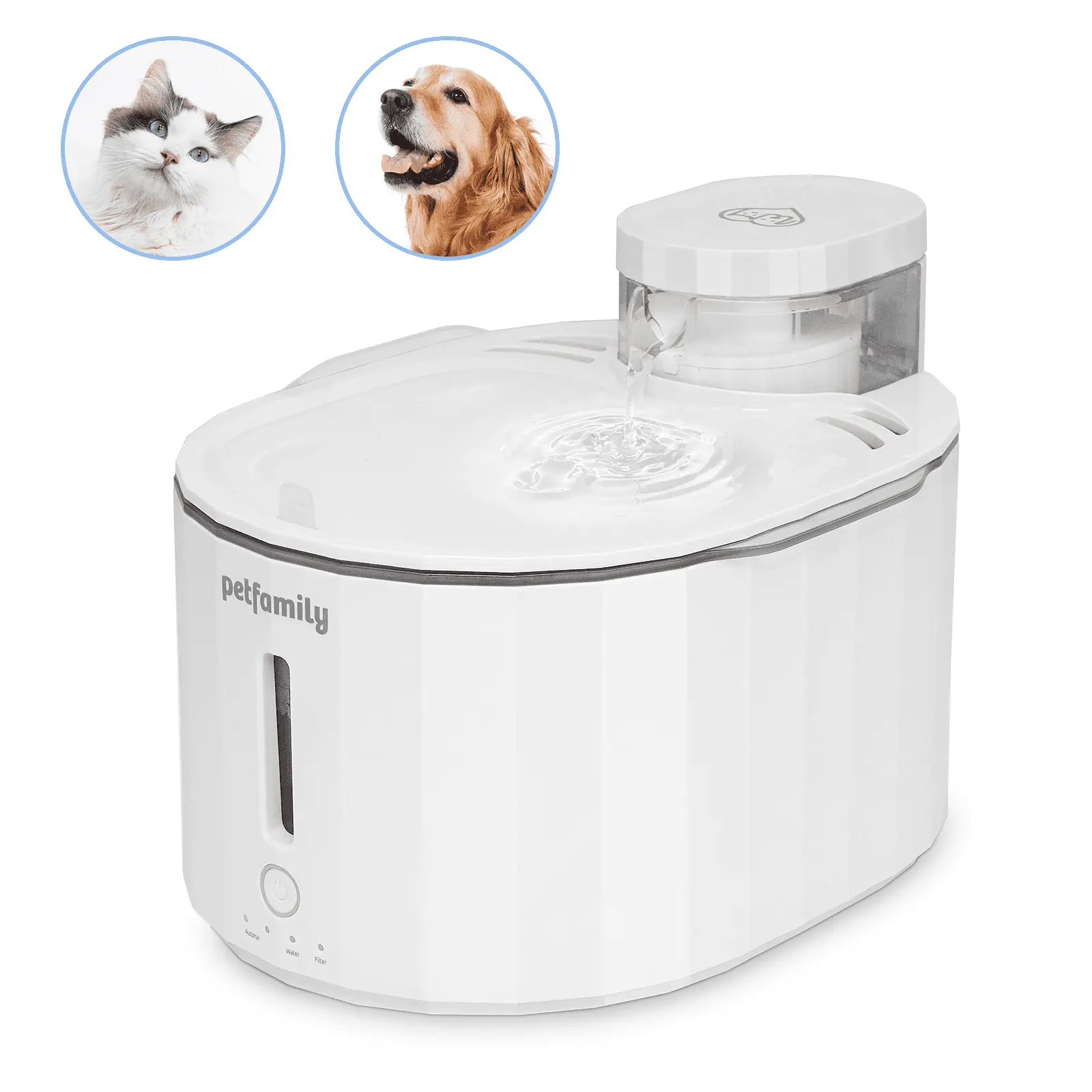 Petfamily Pet Water Fountain. Cat Water Fountain. Color White. 2.5L