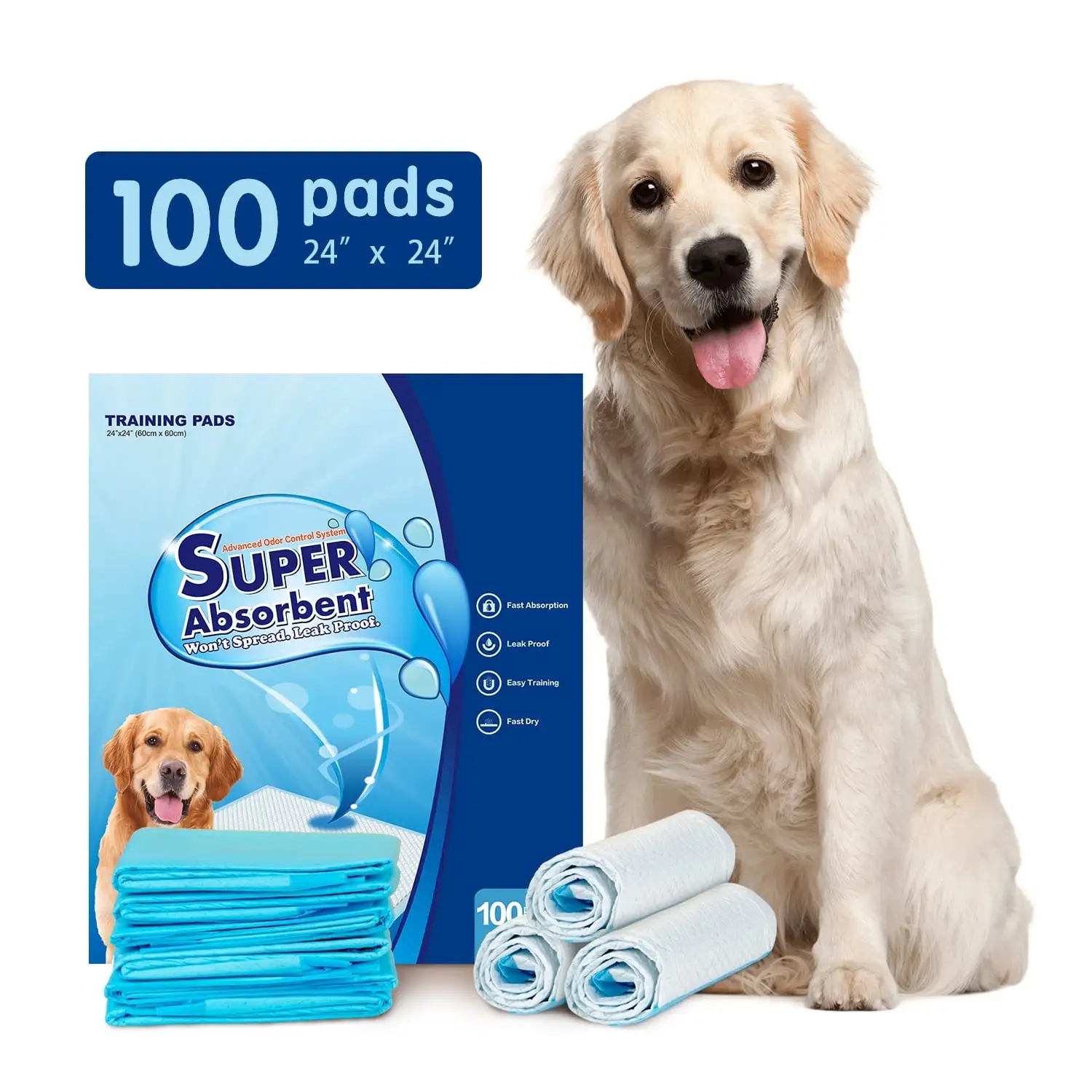 Petfamily Puppy Pads. Dog Training Pads. Super Absorbent 24 in x 24 in. 100 Count