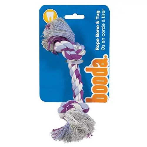 Petmate Booda 2-Knot Rope Bone and Tug Chew Dog Toy. Extra-Small. Multicolor. Pack of 1