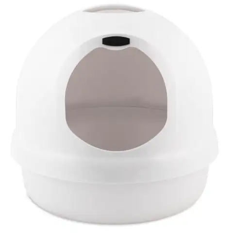 Petmate Booda Dome Plastic Enclosed Cat Litter Box with Dome Lid. Covered Cat Litter Pan. White