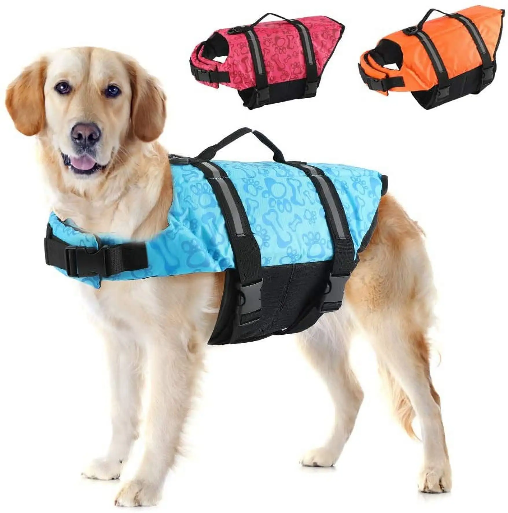 Pets Dog Life Jacket. Lightweight Dog Life Vests with Rescue Handle for Small Medium and Large Dogs. Pet Safety Swimsuit Preserver for Swimming Pool Beach Boating