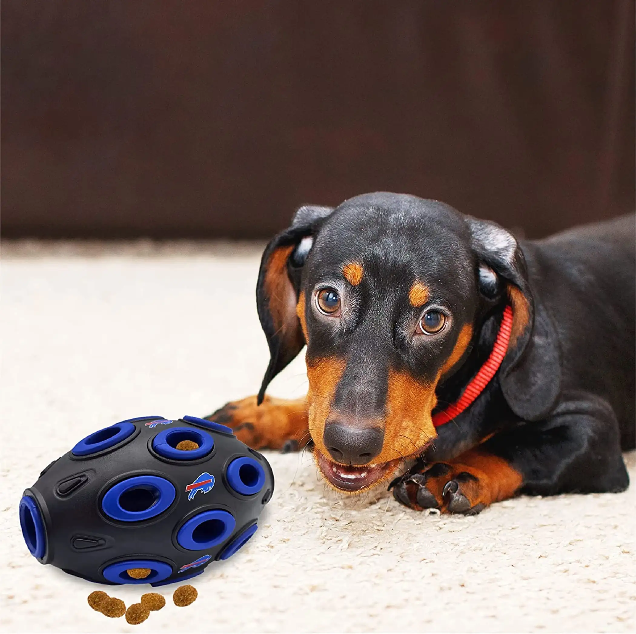 Pets First NFL Buffalo Bills Football Treat Dispensing Toy for Dogs and Cats. Rubber Ball Toy