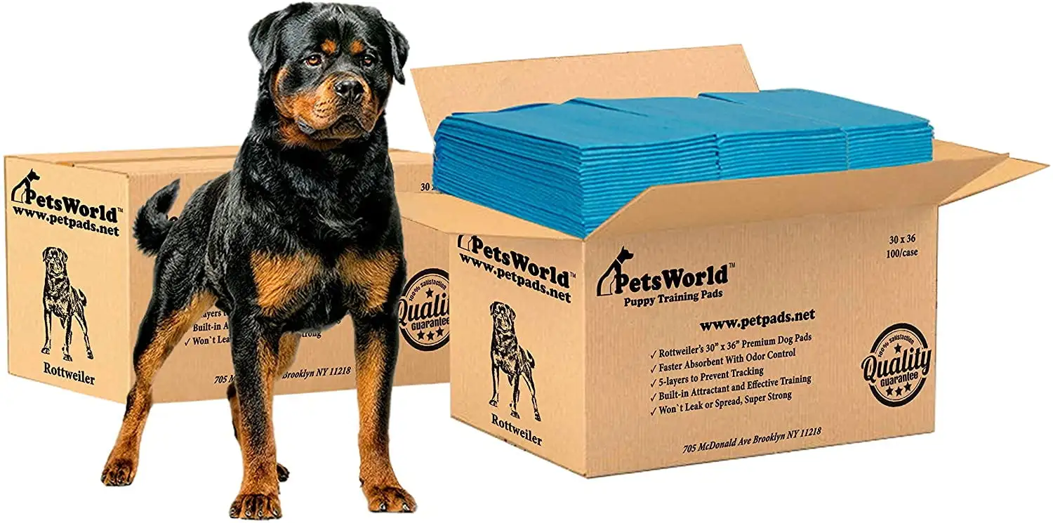 PetsWorld Extra Large Potty Pads for Dogs (30x36 inch) 200 Count. 5 Layer Disposable Pads