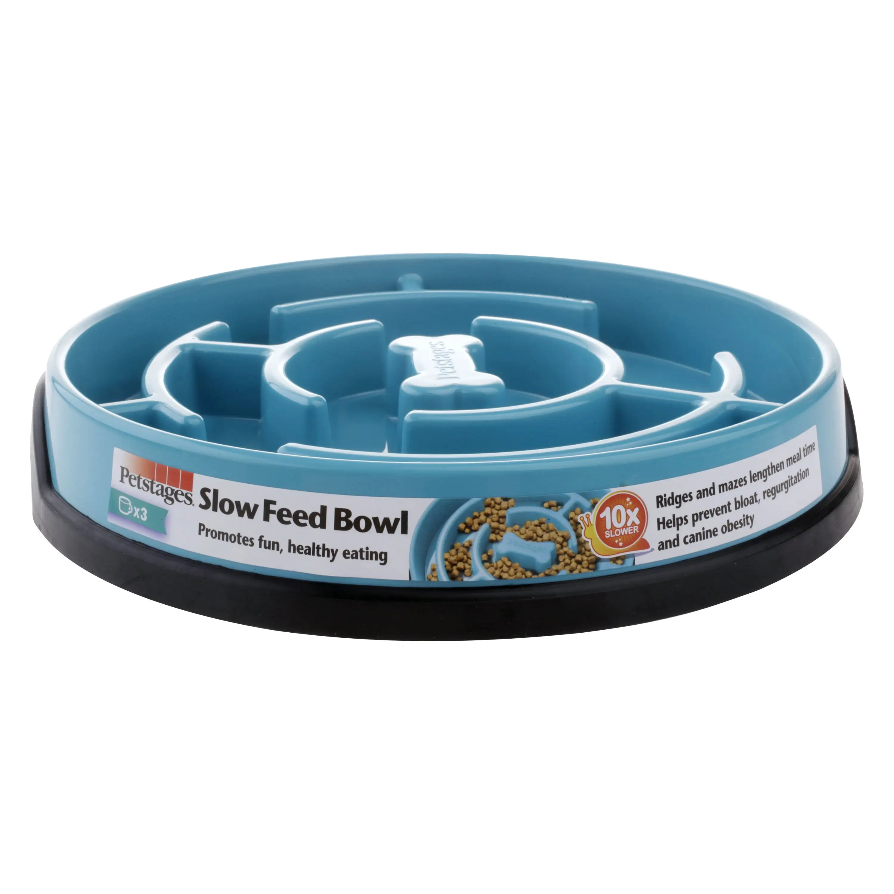 Petstages Slow Fun Feed Dog Bowl. Dishwasher Safe. Blue