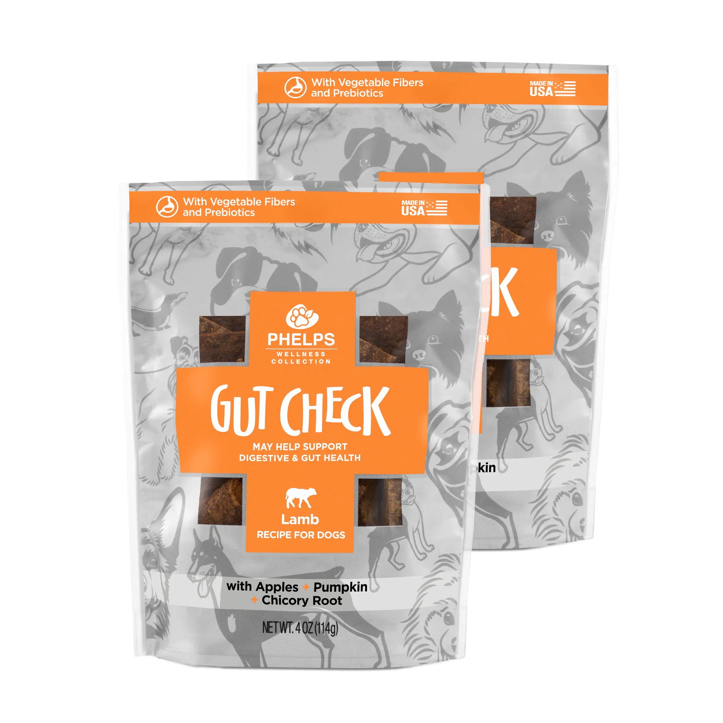 Phelps Wellness Collection Gut Check Digestive & Gut Health Lamb Recipe Dog Treats 2 Pack 4.5 oz