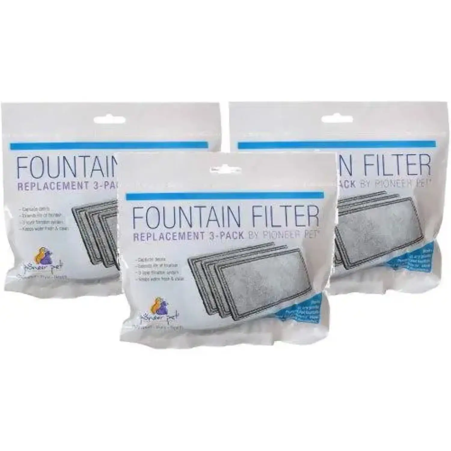 Pioneer Pet Replacement Filters for Plastic Fountains 3pcs