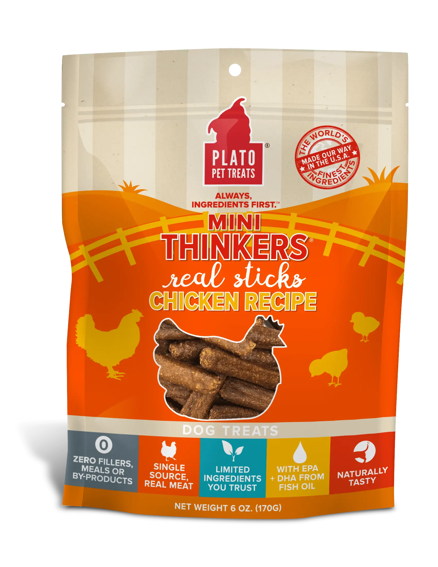 Plato Mini Thinkers Chicken Recipe Dog Treats. 6 Oz.