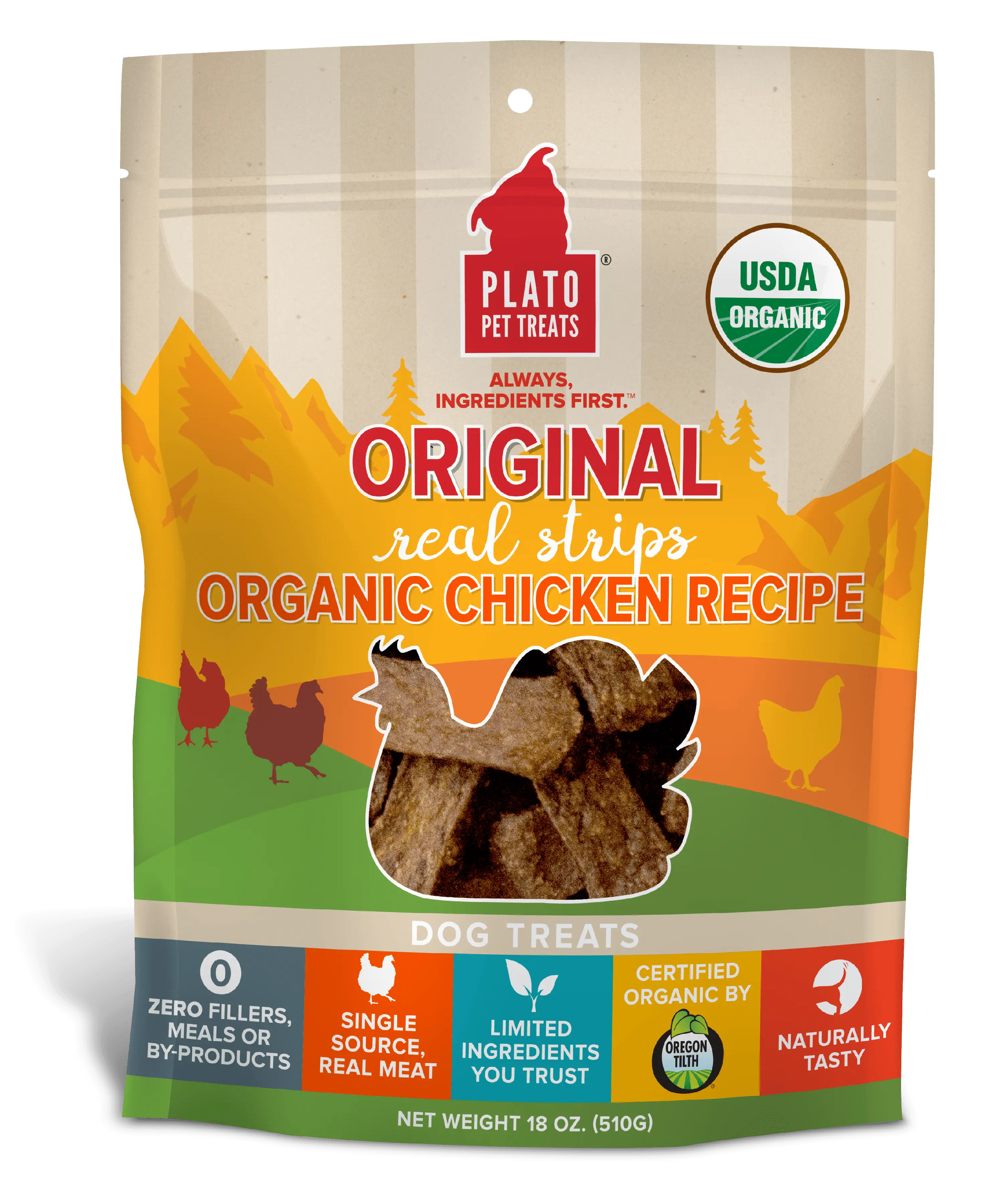 Plato Original Real Strips Chicken Recipe Dog Treats. 18 Oz.