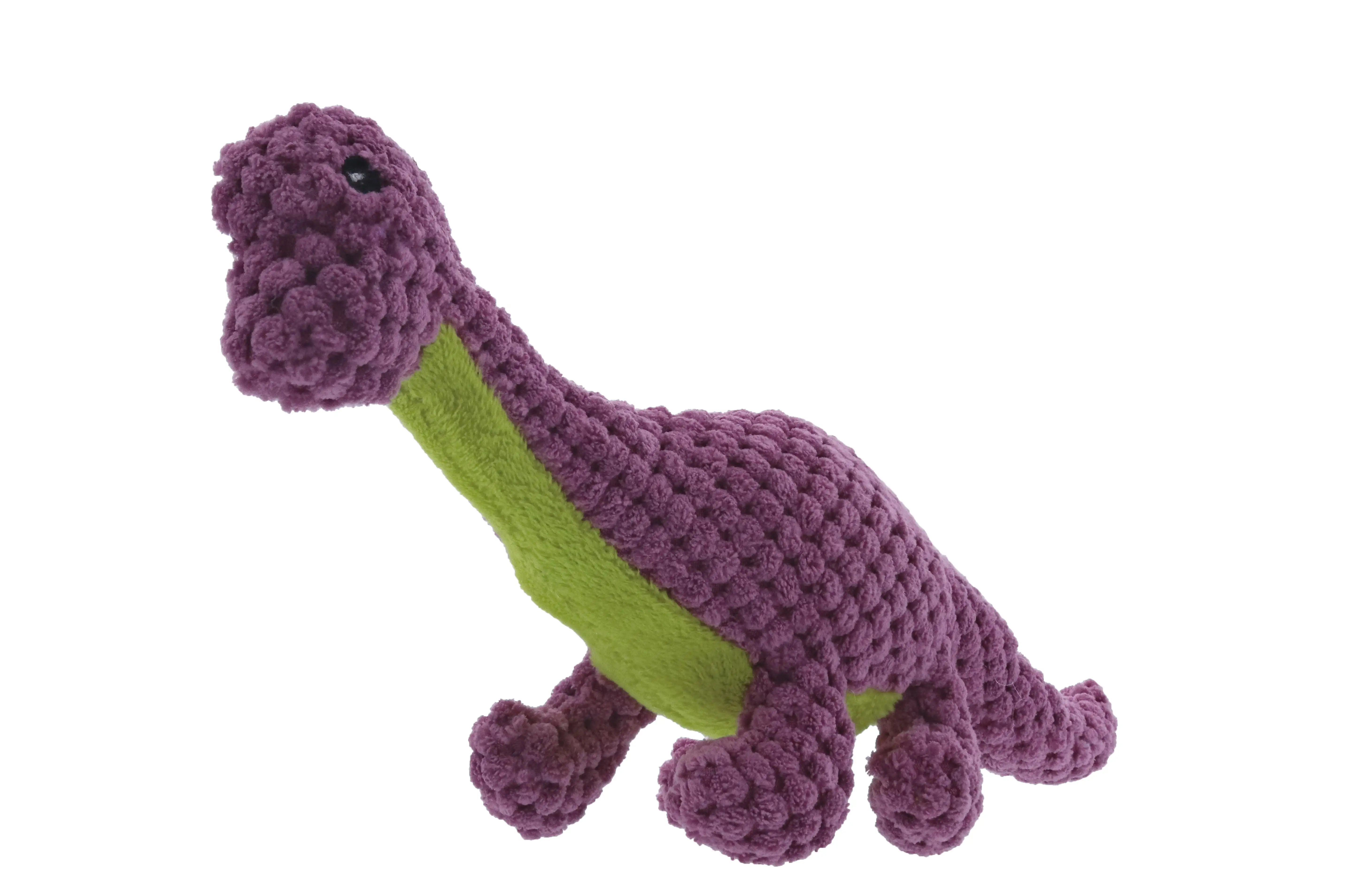 Play 365 Dog Toys Jurassic Cord Crew. Plush Brachiosaurus Toy. Purple. Small