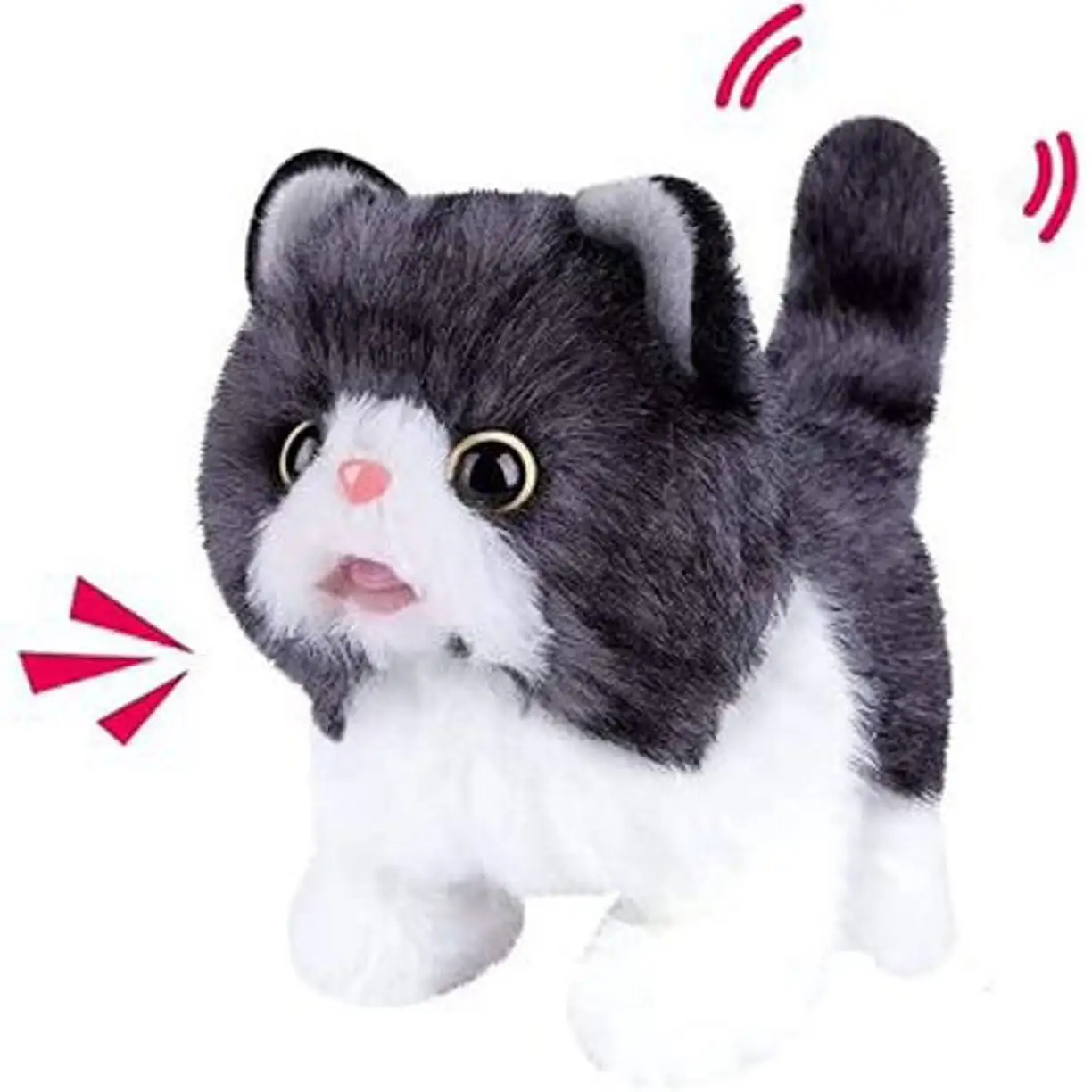 Plush Toy Electronic Cat That Move and Meow Waliking Lifelike Interactive Toy Pet Stuffed Kitten