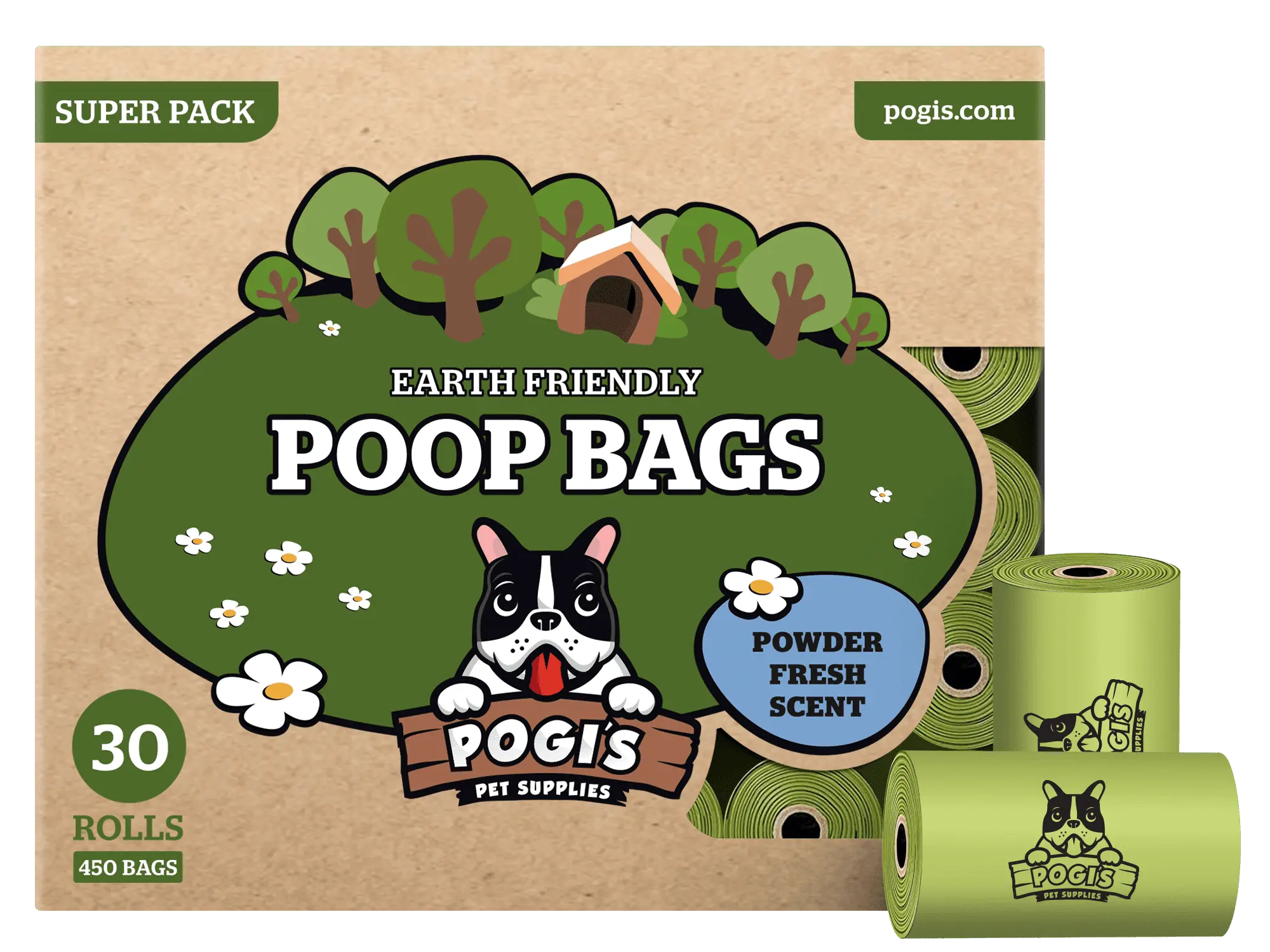 Pogi's Poop Bags - 30 Rolls (450 Dog Poop Bags) - Scented. Leak-Proof. Earth-Friendly Poop Bags for Dogs