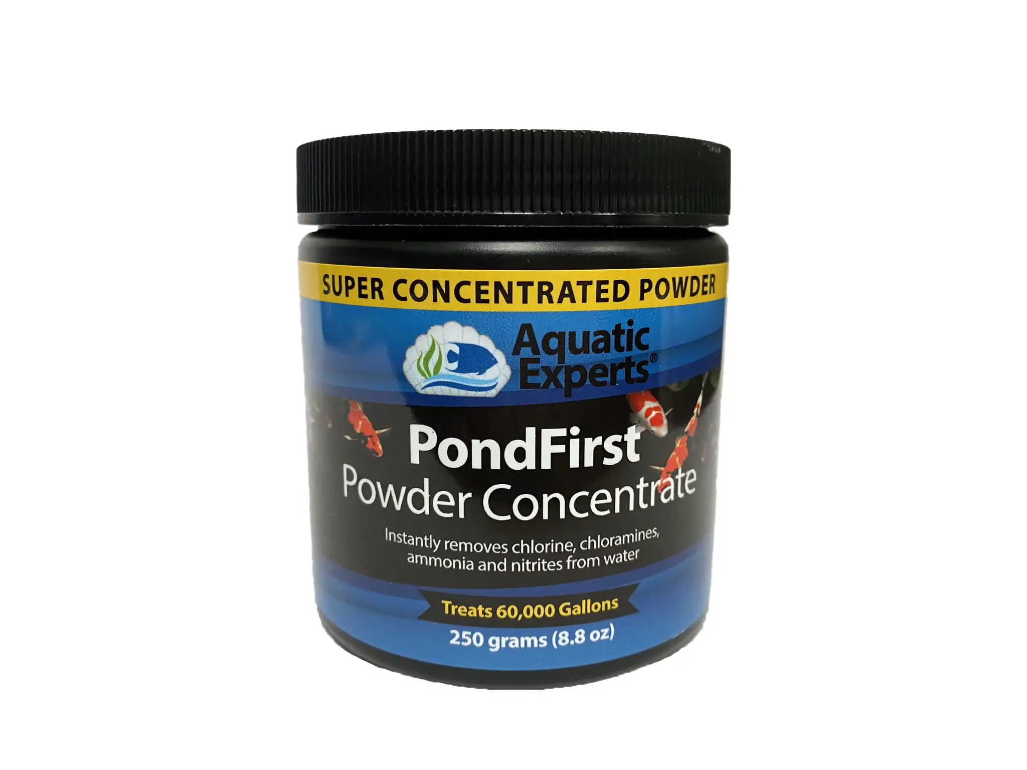 PondFirst Pond Water Conditioner - Concentrated Powder Instant Dechlorinator for Fish Ponds. Makes Water Safe For Koi and Goldfish. Made in The USA (Concentrated Powder 250 gm - Treats 60.000 Gallons)