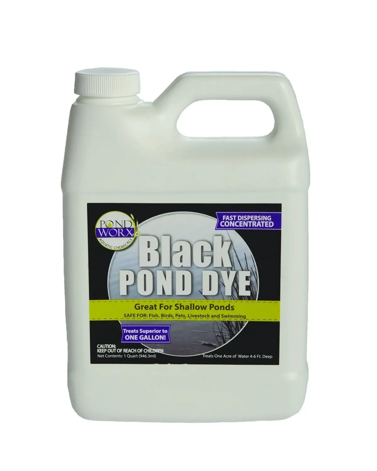 Pondworx Lake and Pond Dye - Ultra Concentrated - 1 Quart treats 1 Acre (Black)