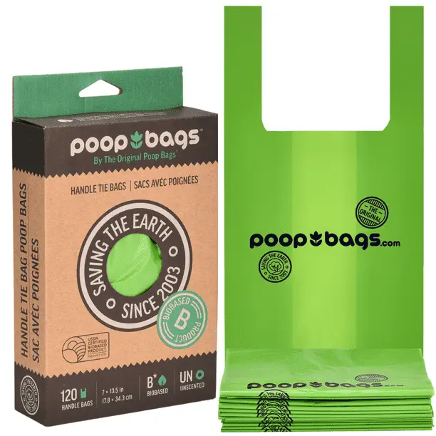 Poop Bags - Biobased Handle Tie Pet Waste Bags Unscented - 120 Bags