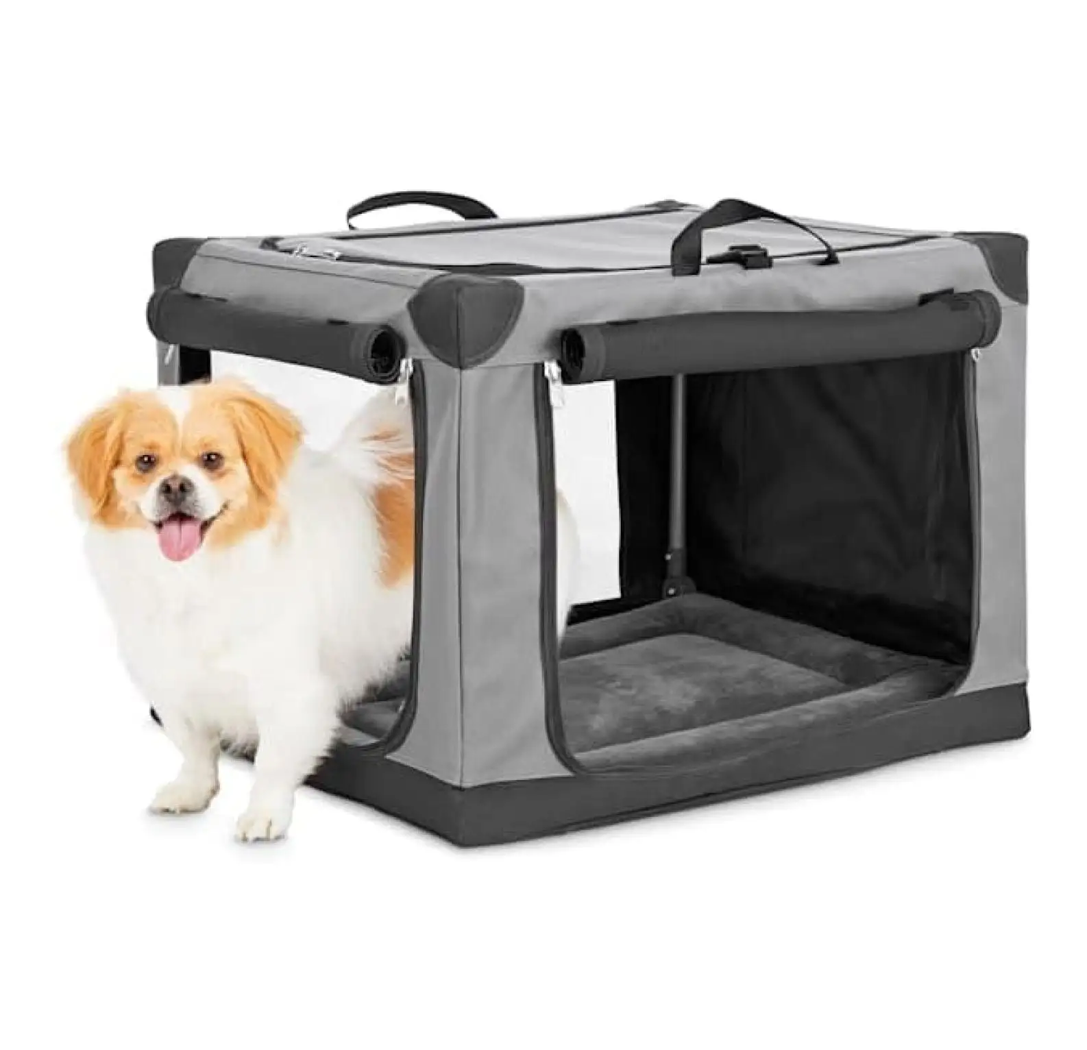 Portable Canvas Dark Grey Dog Crate. 24 L X 18 W X 17 H