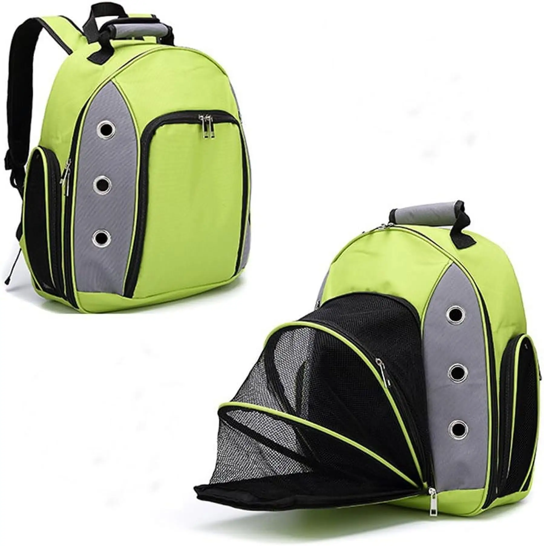 Portable Pet Carrier Backpack for Small Dogs-Cats. Breathable&Expandable Pet Carrier Bag Rucksack for Outdoor Hiking Travel. Yellow-green